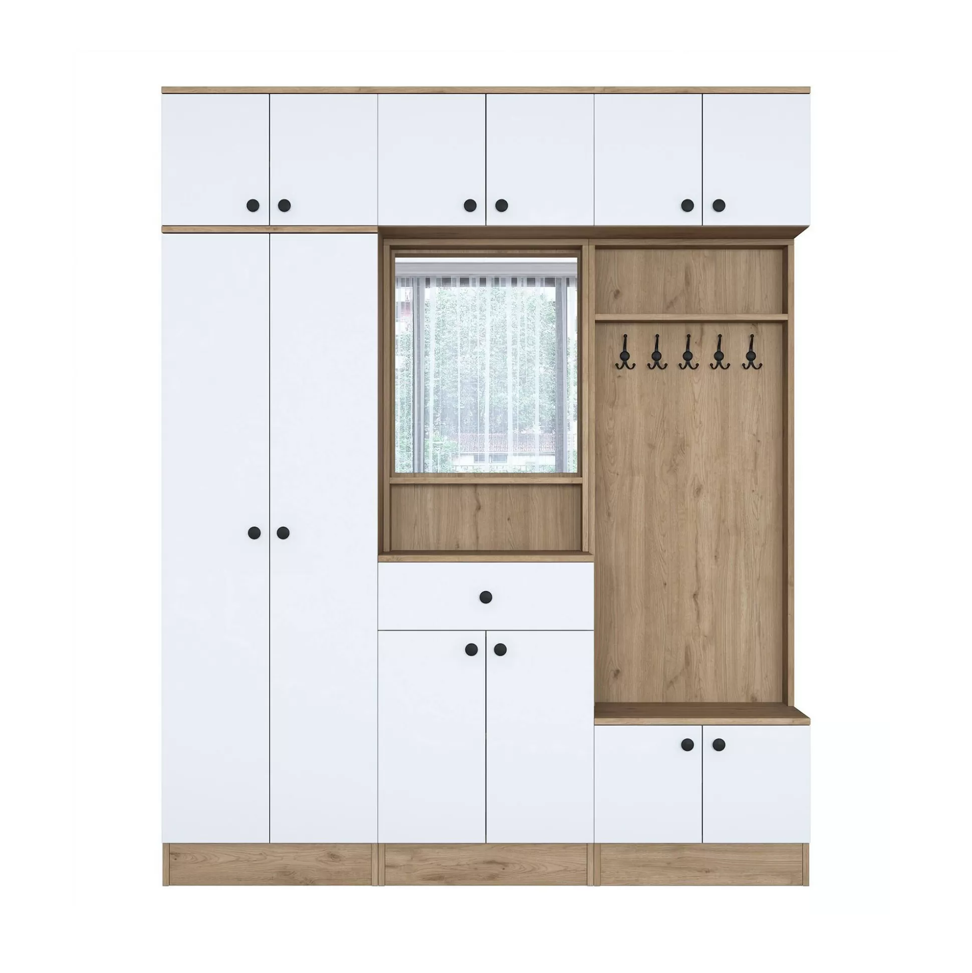 Dmora Mobili Da Ingresso<Mobile da ingresso Adonis, 180x38 h226 cm, Noce e Bianco