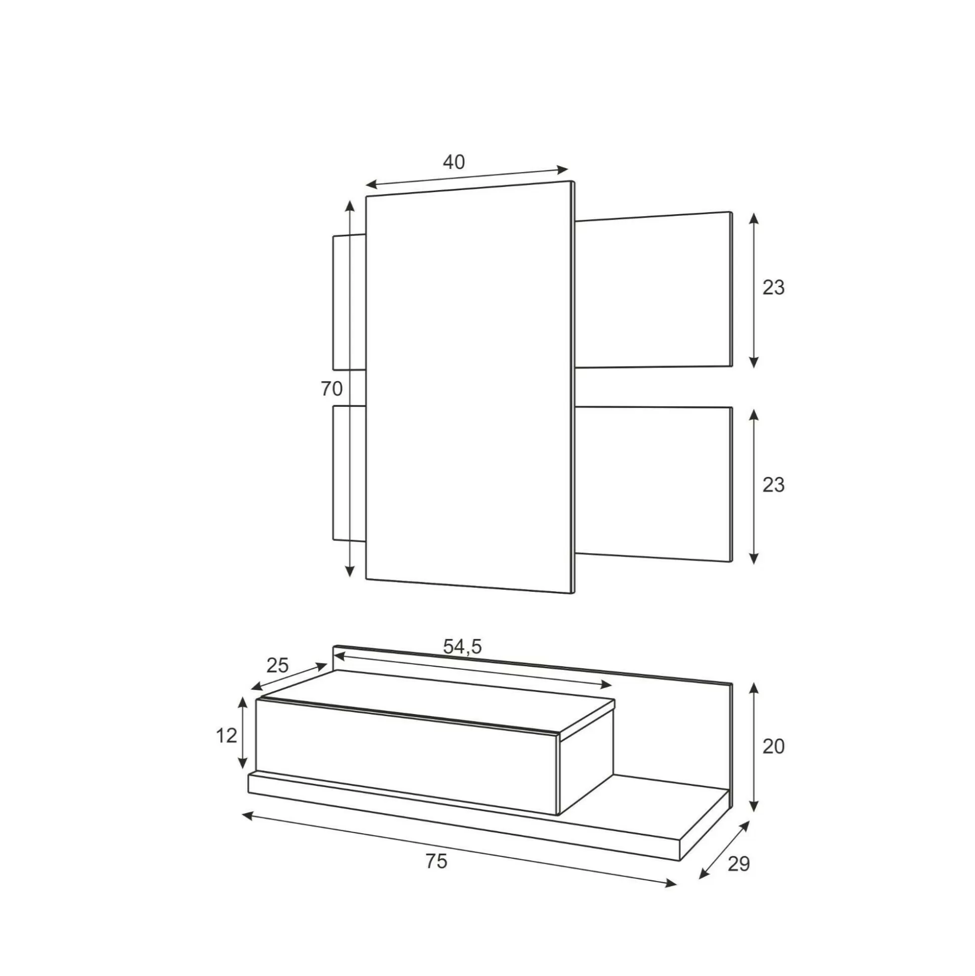 Dmora Mobili Da Ingresso<Mobile da ingresso Anro, 75x29h90 cm, Bianco lucido e Noce