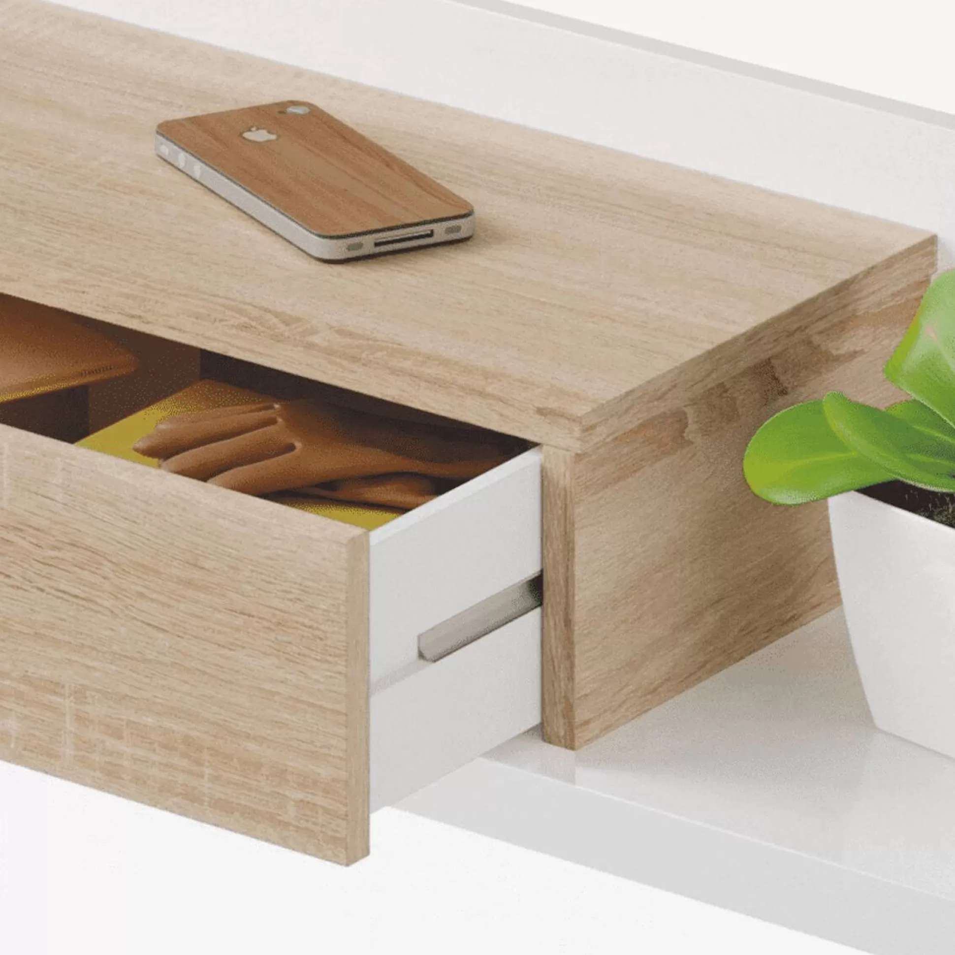 Dmora Mobili Da Ingresso<Mobile da ingresso Anro, 75x29h90 cm, Bianco lucido e Noce