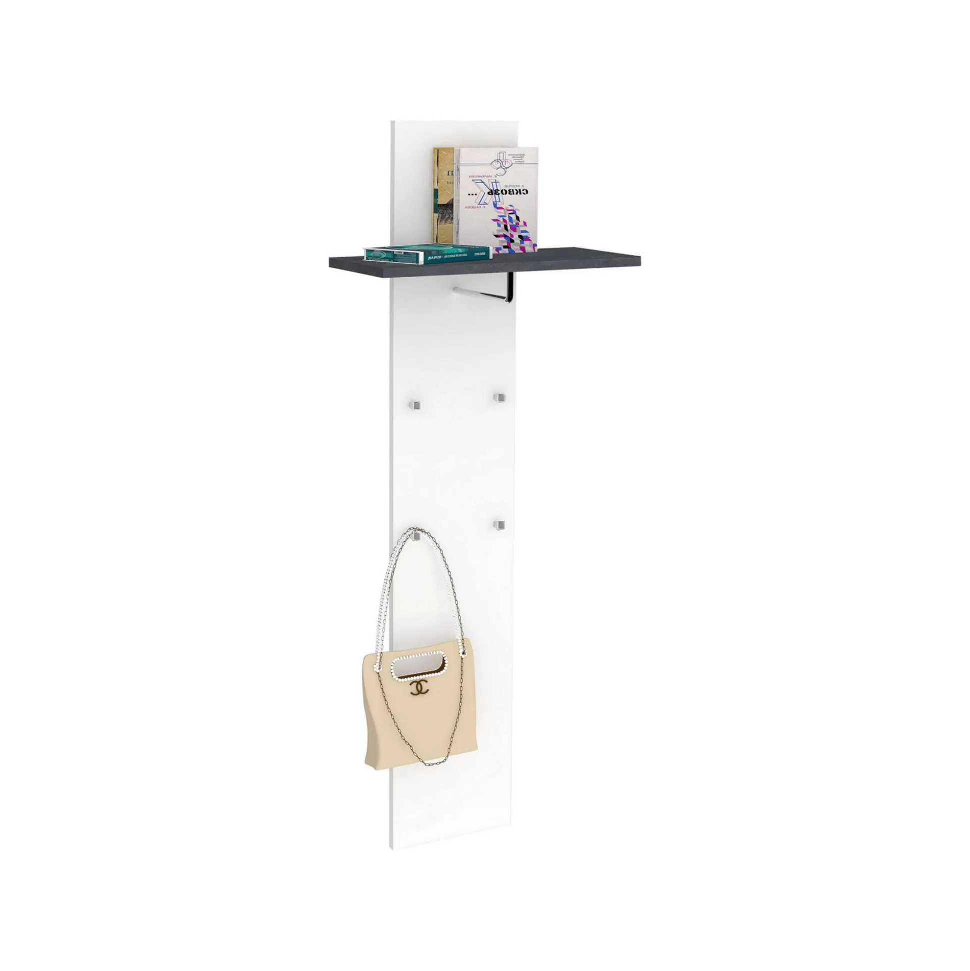 Dmora Mobili Da Ingresso<Mobile da ingresso Daaneslan, cm 50x27h140, Bianco lucido e Ardesia