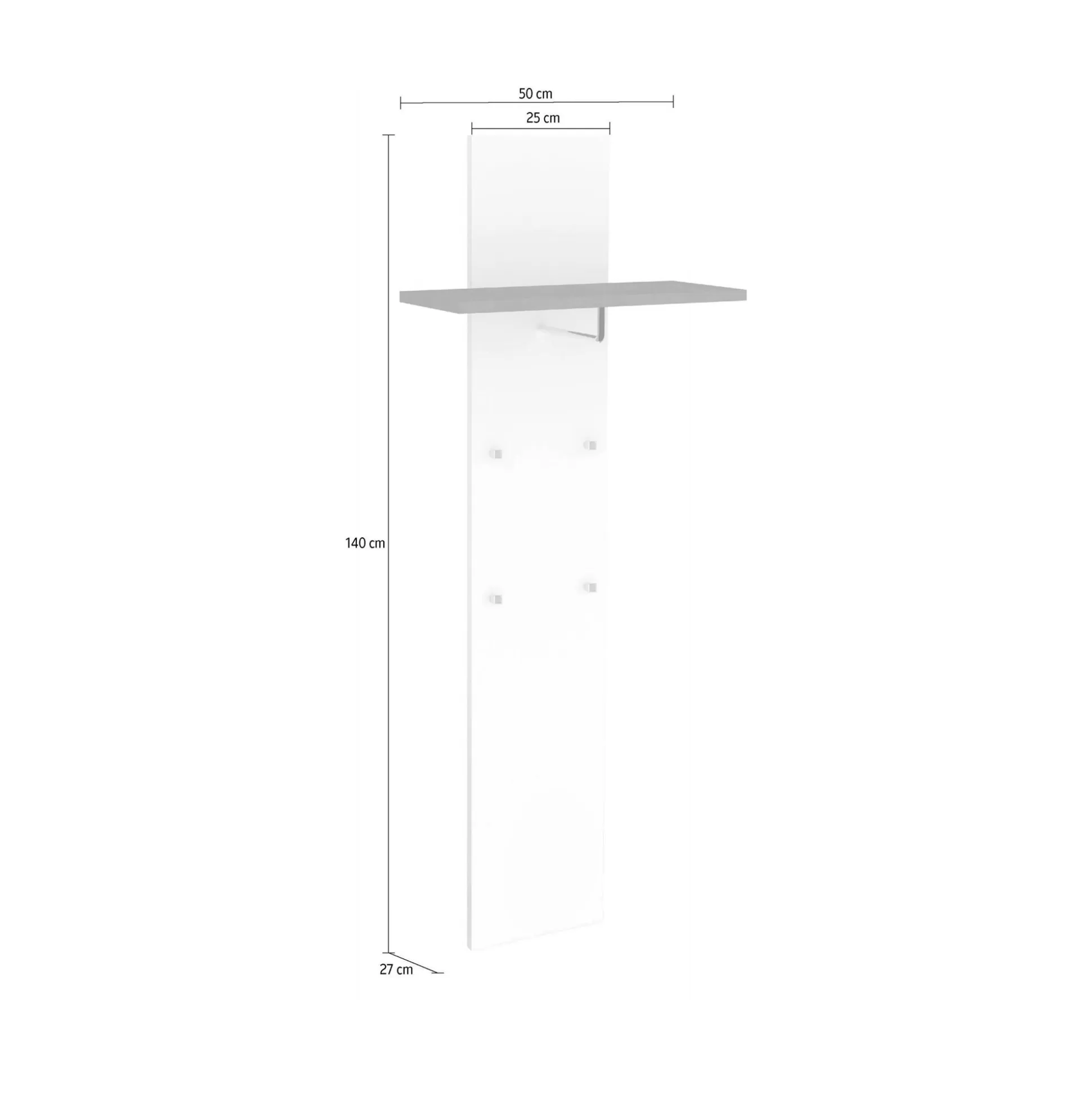 Dmora Mobili Da Ingresso<Mobile da ingresso Dlentin, cm 50x27h140, Bianco lucido e Ardesia