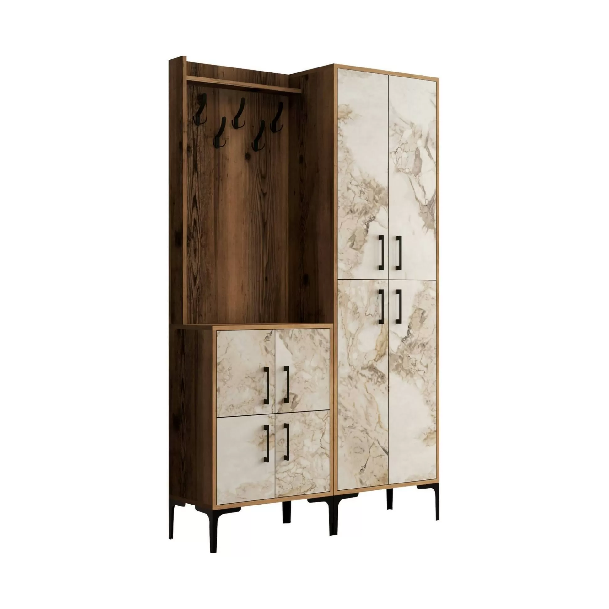 Dmora Mobili Da Ingresso<Mobile da ingresso Eufemia, 120x35h200 cm, Noce e Bianco Marmo