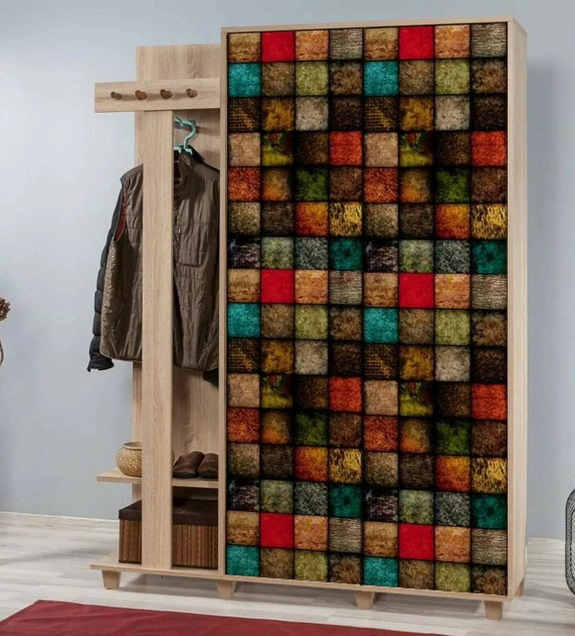 Dmora Mobili Da Ingresso<Mobile da ingresso Liana, 135x36h194 cm, Quercia e Multicolore