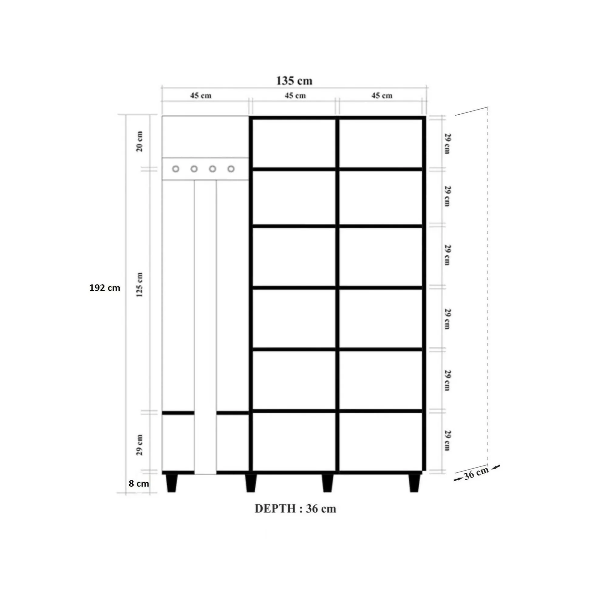 Dmora Mobili Da Ingresso<Mobile da ingresso Liana, 135x36h194 cm, Quercia e Multicolore