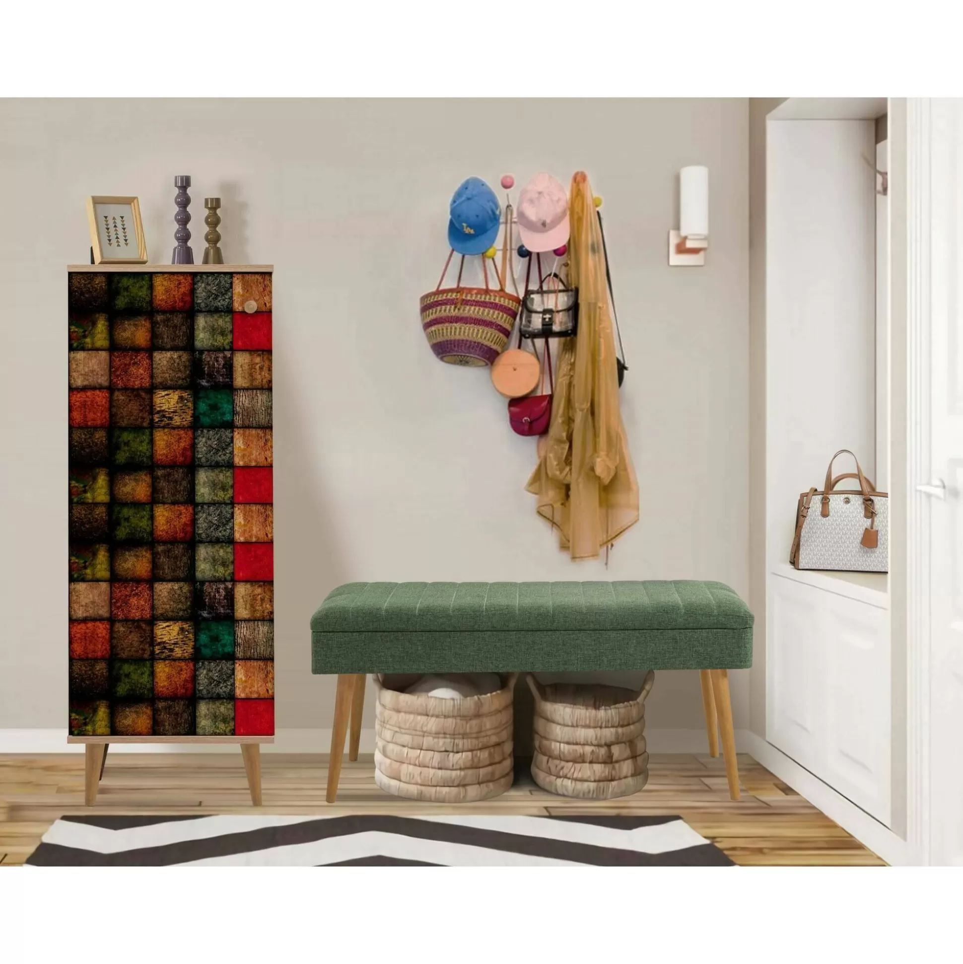 Dmora Mobili Da Ingresso<Mobile da ingresso Podgorica, 50x38h135 cm, Quercia e Verde