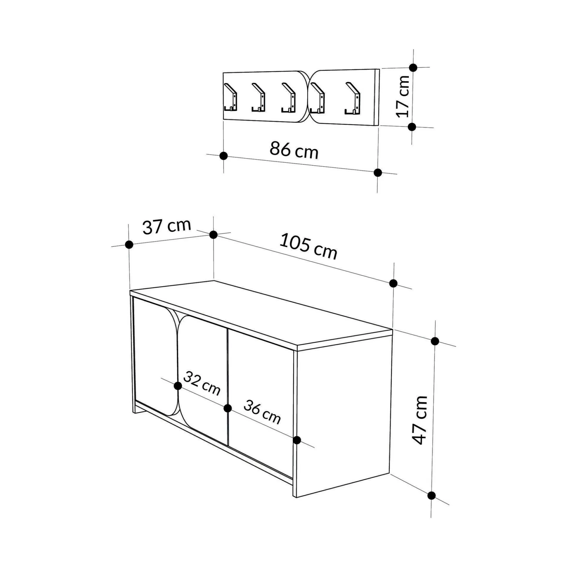Dmora Mobili Da Ingresso<Mobile da ingresso Riga, 105x37 h52 cm, Quercia e Bianco