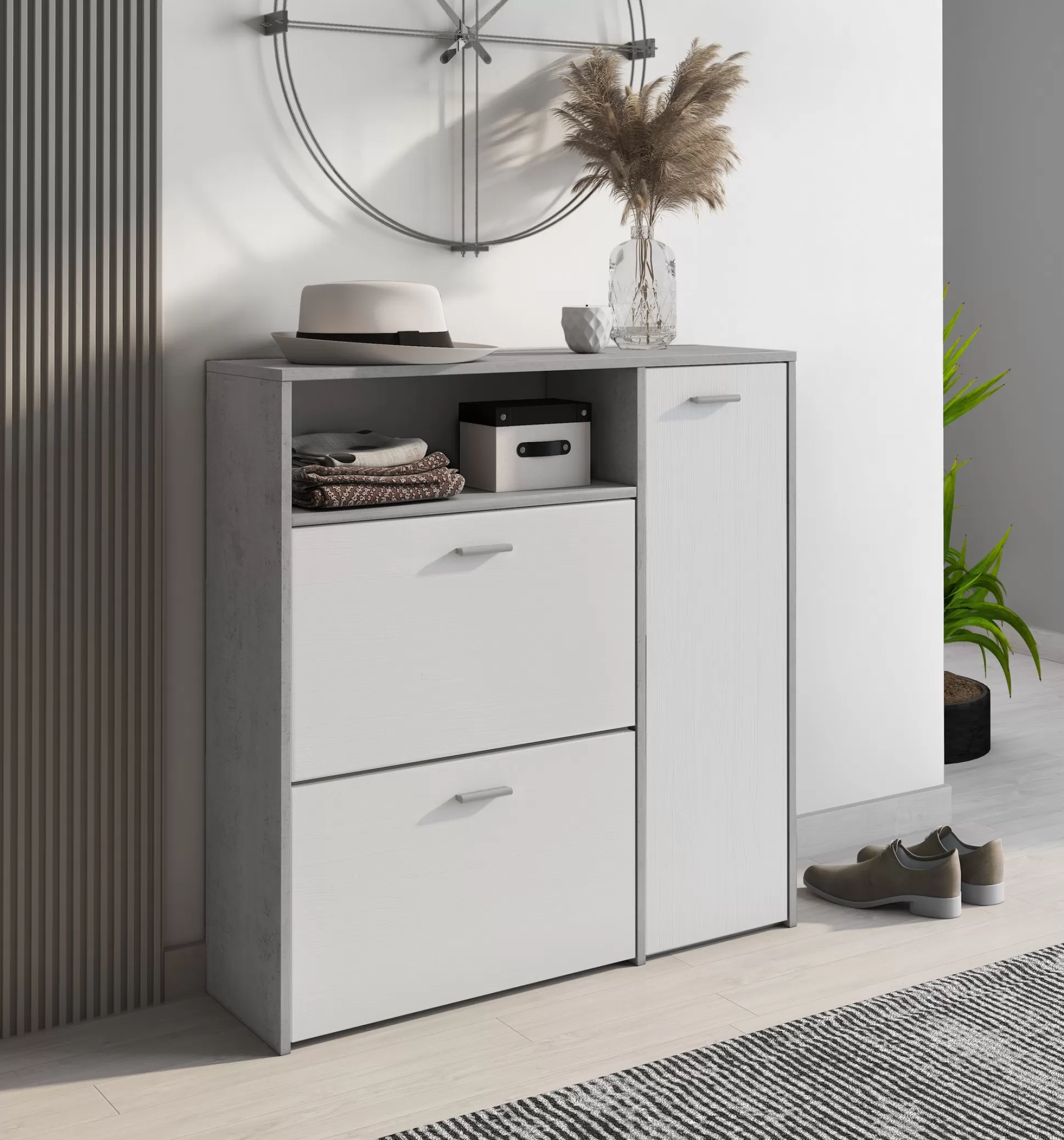 Dmora Mobili Da Ingresso<Mobile da ingresso Scultore, 92x27h94 cm, Cemento e Bianco