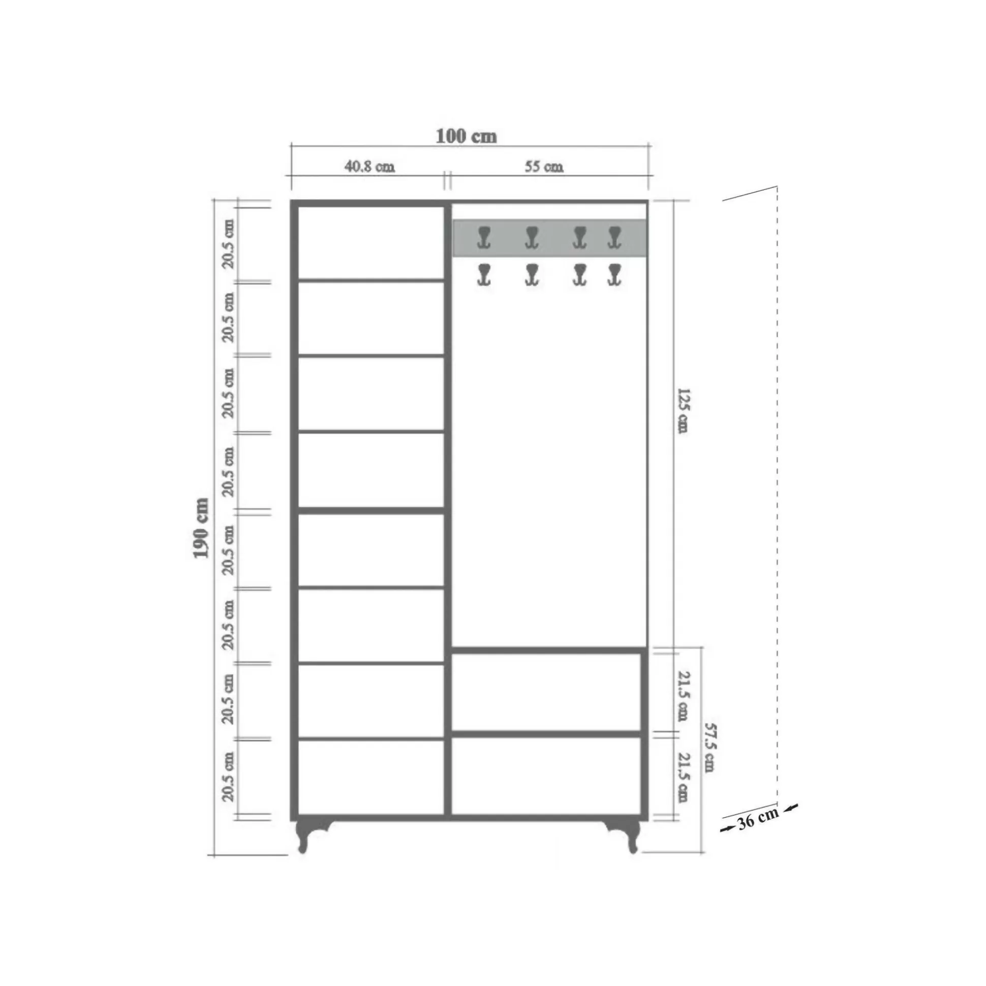 Dmora Mobili Da Ingresso<Mobile da ingresso Sugilite, 100x36h190 cm, Quercia e Multicolore