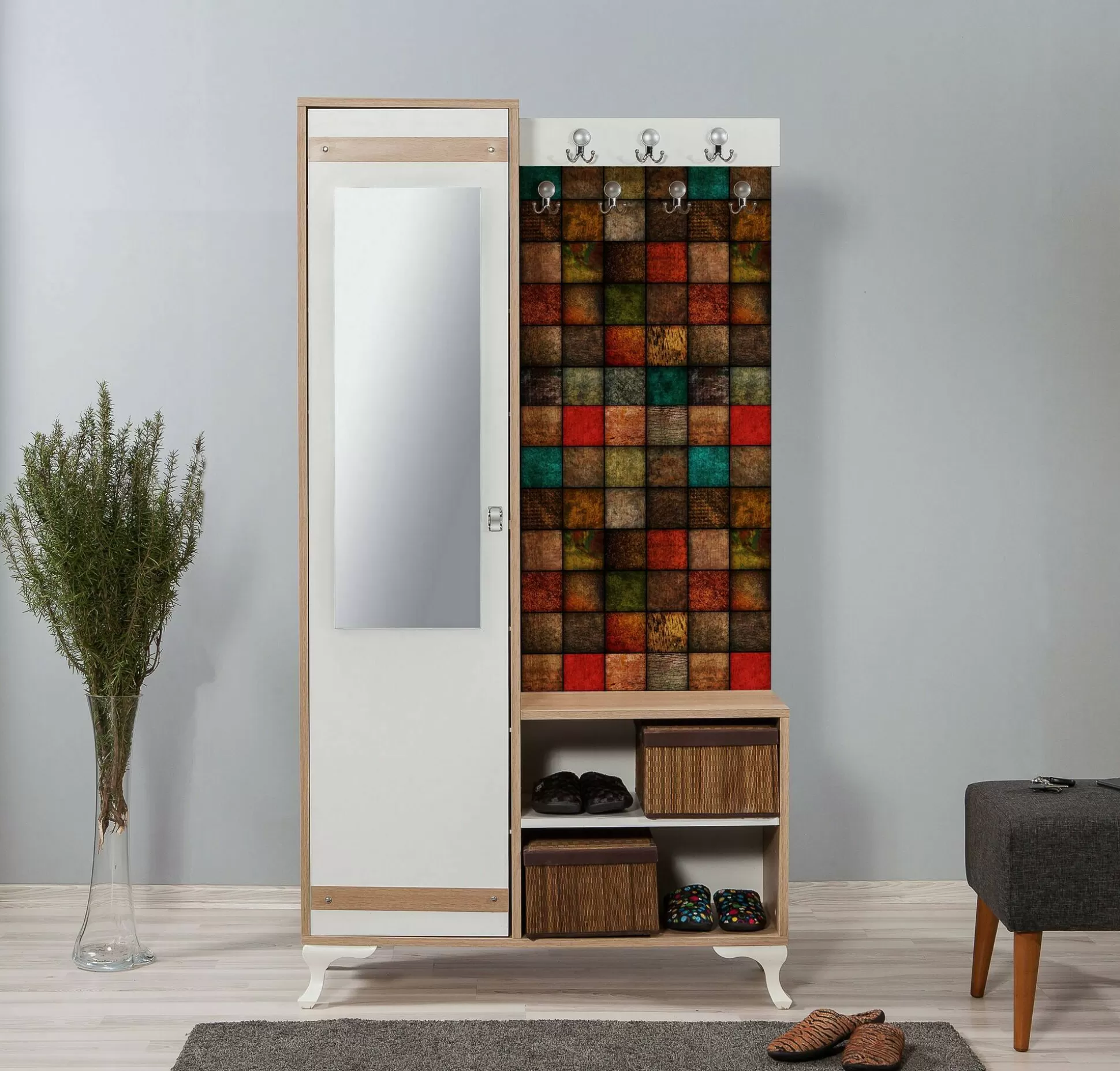 Dmora Mobili Da Ingresso<Mobile da ingresso Sugilite, 100x36h190 cm, Quercia e Multicolore