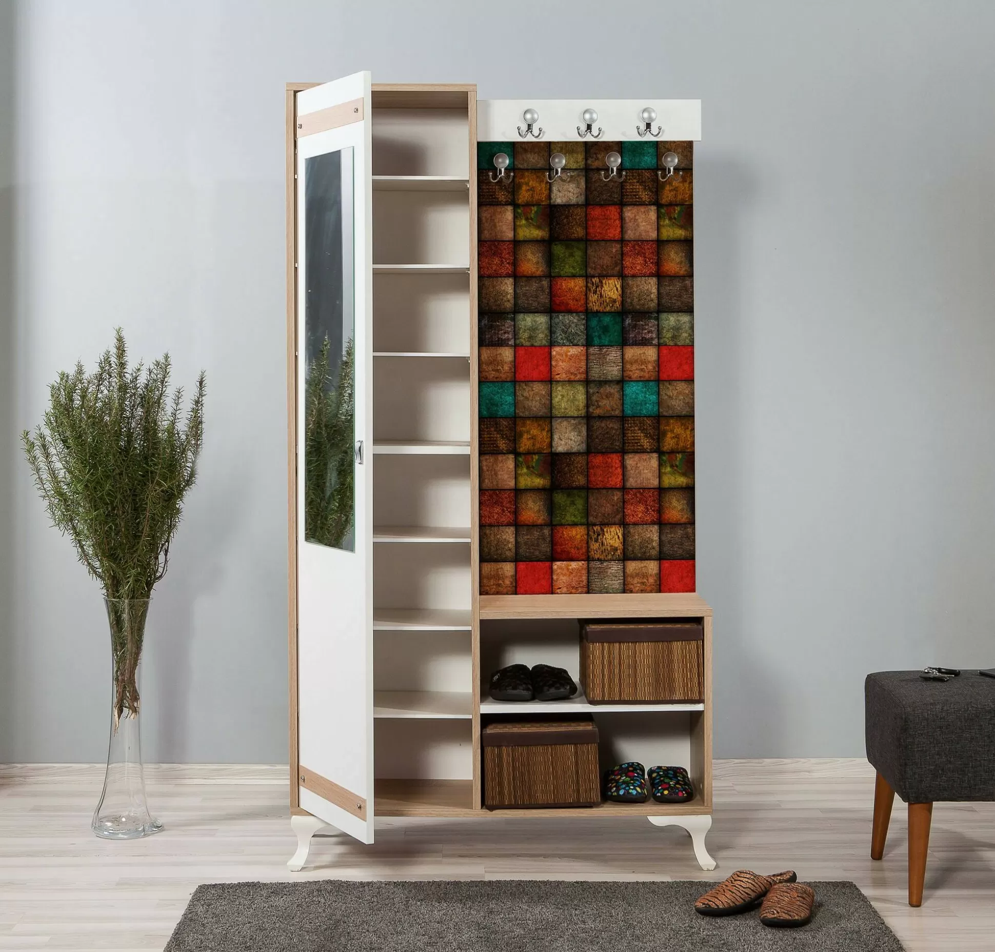 Dmora Mobili Da Ingresso<Mobile da ingresso Sugilite, 100x36h190 cm, Quercia e Multicolore
