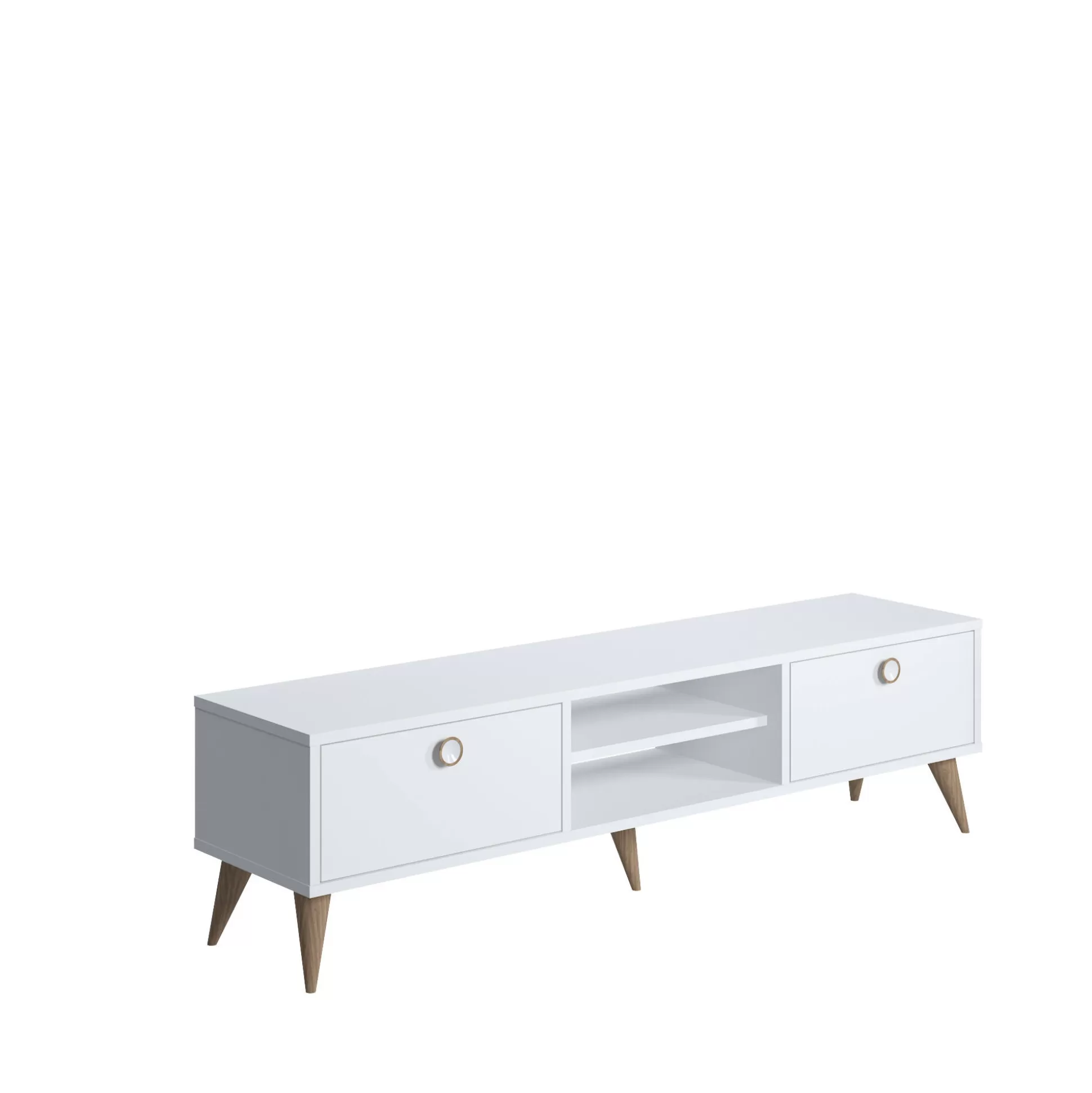 Dmora Mobili Porta Tv<Mobile da soggiorno porta TV con due antine e due vani centrali, cm 152 x 35 x 40, colore