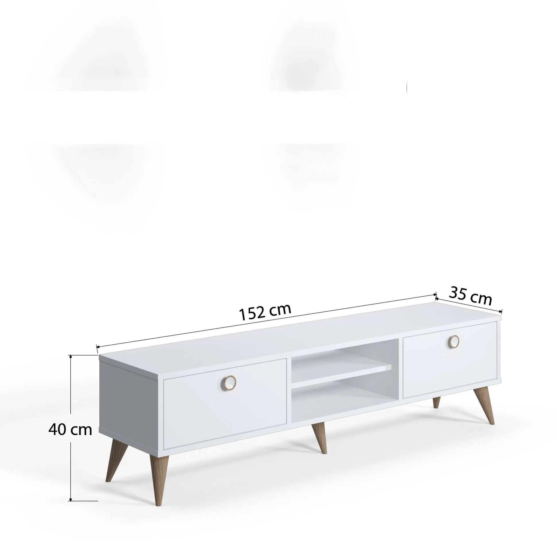Dmora Mobili Porta Tv<Mobile da soggiorno porta TV con due antine e due vani centrali, cm 152 x 35 x 40, colore