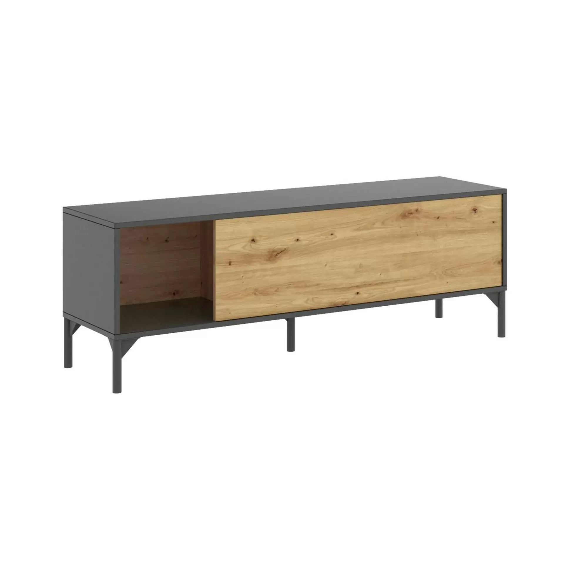 Dmora Mobili Porta Tv<Mobile porta TV Abcd, 132x39h44 cm, Rovere Nodi e Antracite
