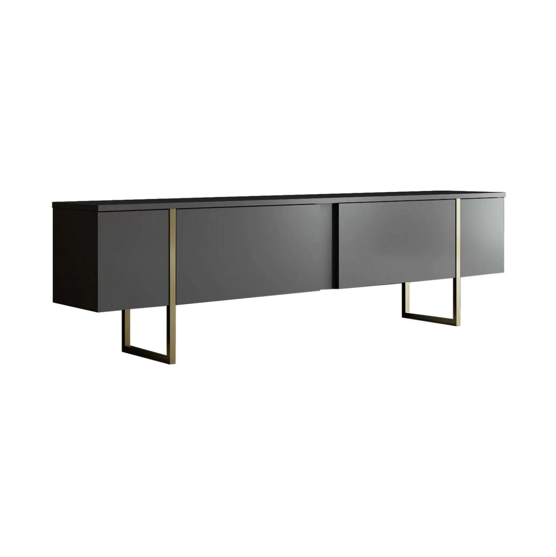 Dmora Mobili Porta Tv<Mobile porta TV Abishia, 180x30h50 cm, Antracite e Oro