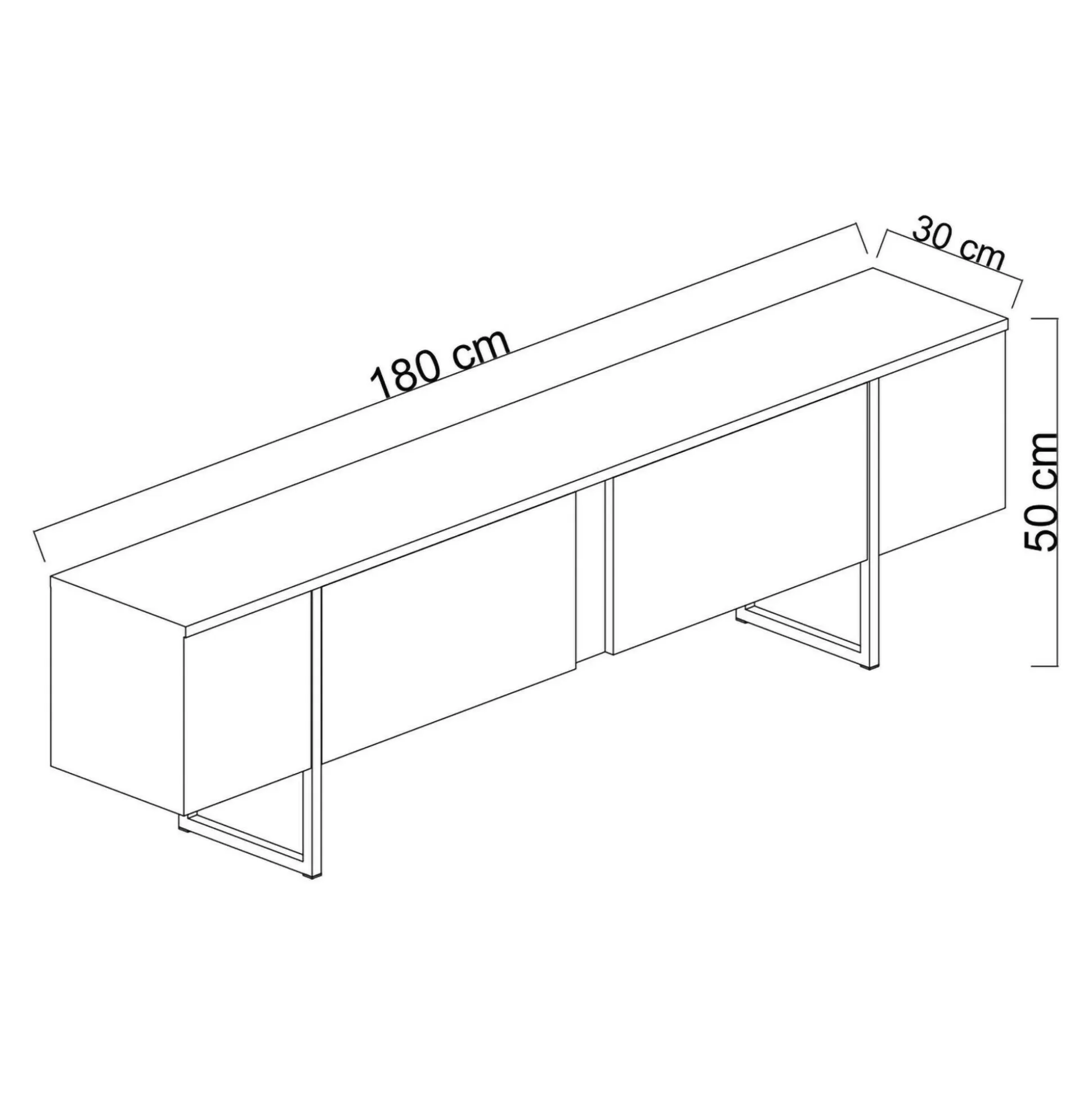 Dmora Mobili Porta Tv<Mobile porta TV Abishia, 180x30h50 cm, Antracite e Oro