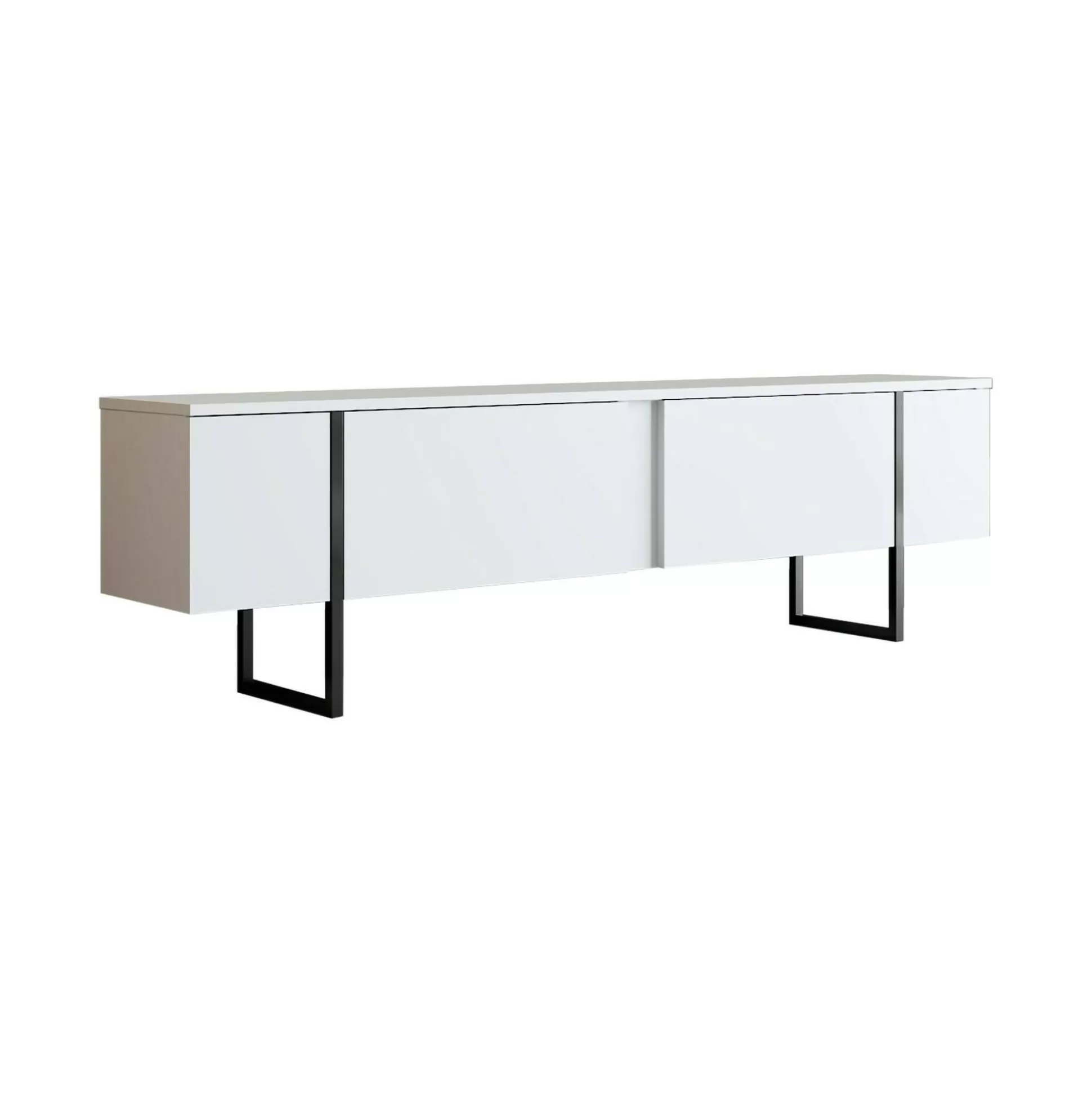 Dmora Mobili Porta Tv<Mobile porta TV Abishia, 180x30h50 cm, Bianco e Nero