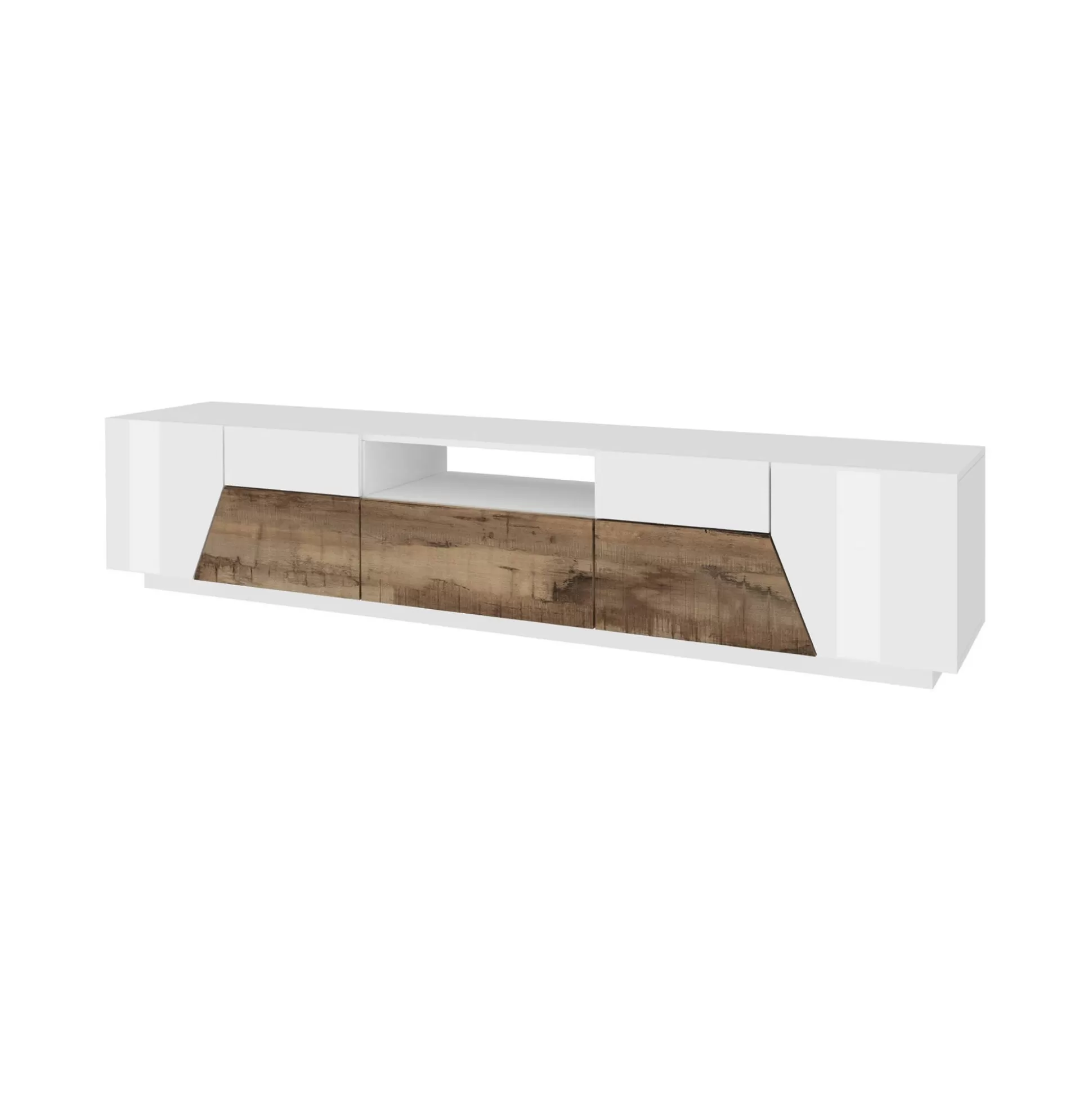 Dmora Mobili Porta Tv<Mobile porta TV Animai, cm 220x43h46, Bianco lucido e Acero