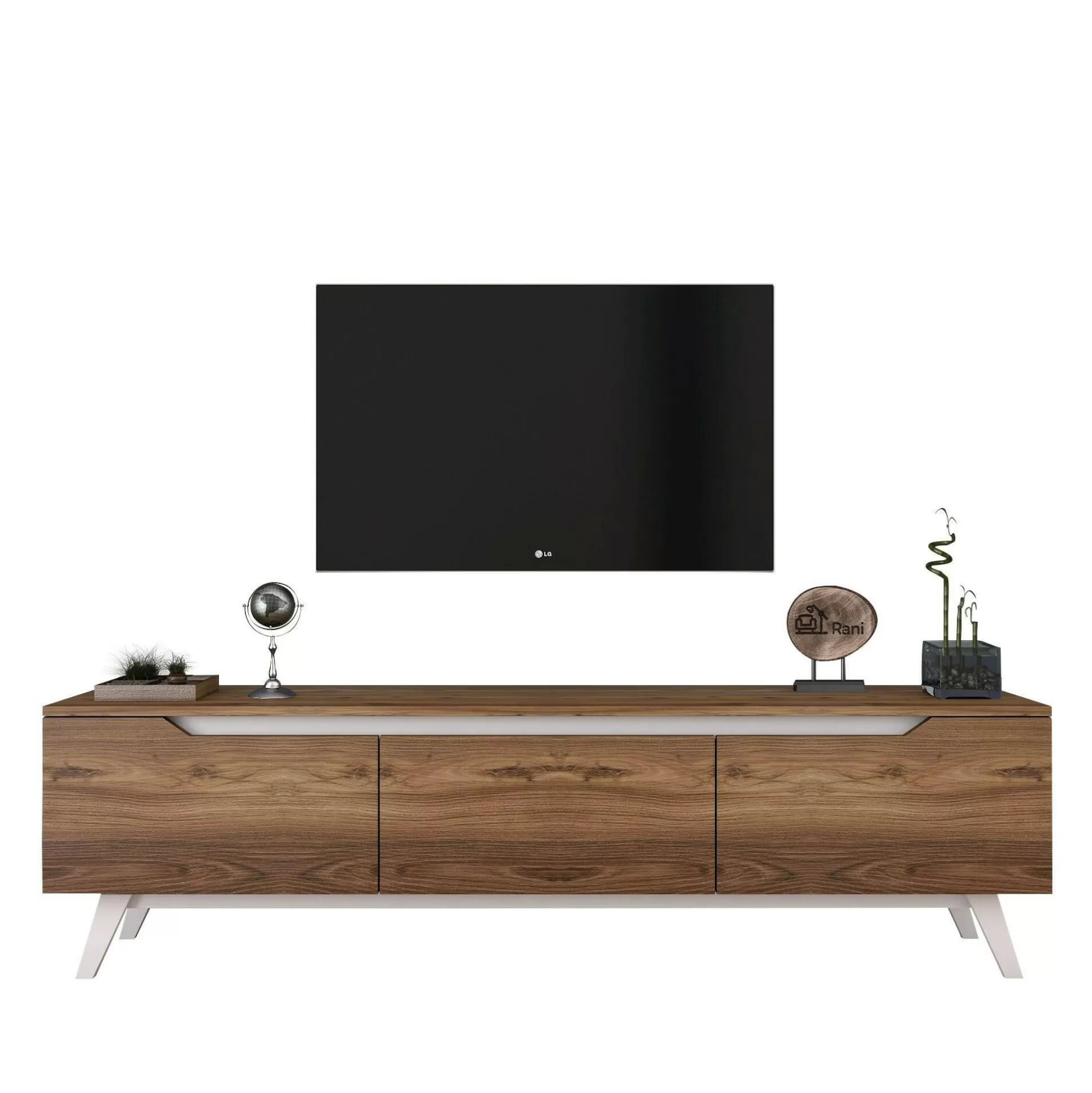 Dmora Mobili Porta Tv<Mobile porta TV Apatite, 180x35h49 cm, Noce e Bianco