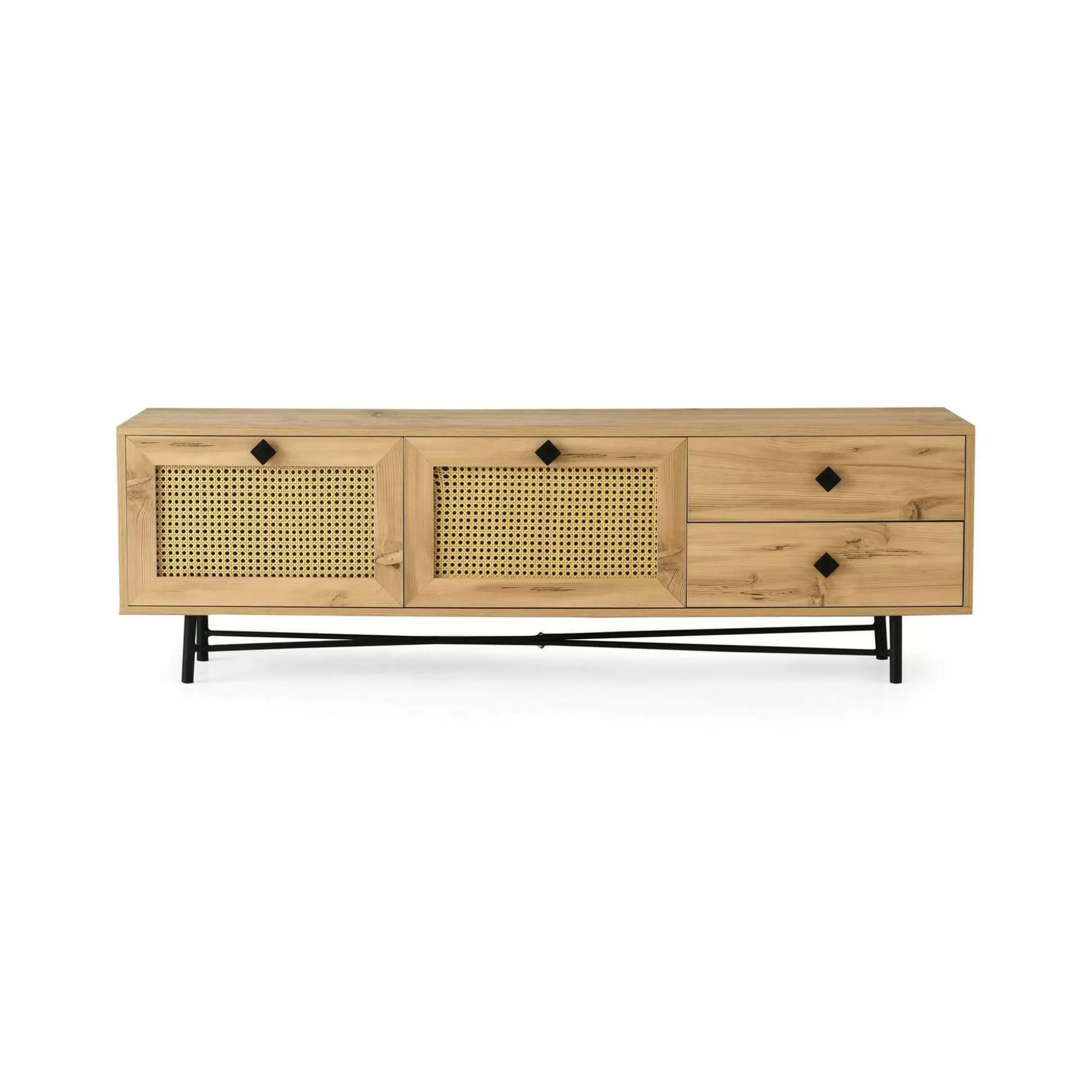 Dmora Mobili Porta Tv<Mobile porta TV Apollinare, Quercia e Nero, 180x40h60 cm
