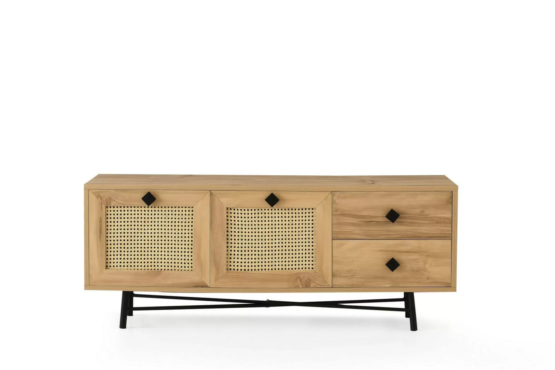Dmora Mobili Porta Tv<Mobile porta TV Apollinare, Quercia e Nero, 140x40h60 cm