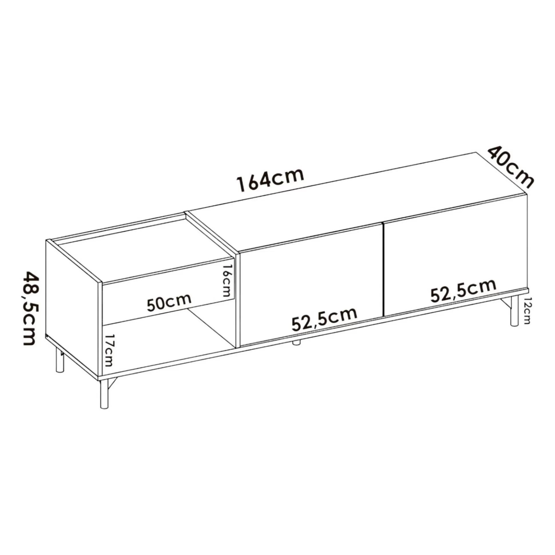 Dmora Mobili Porta Tv<Mobile porta TV Aras, 164x39h49 cm, Rovere Nodi e Antracite
