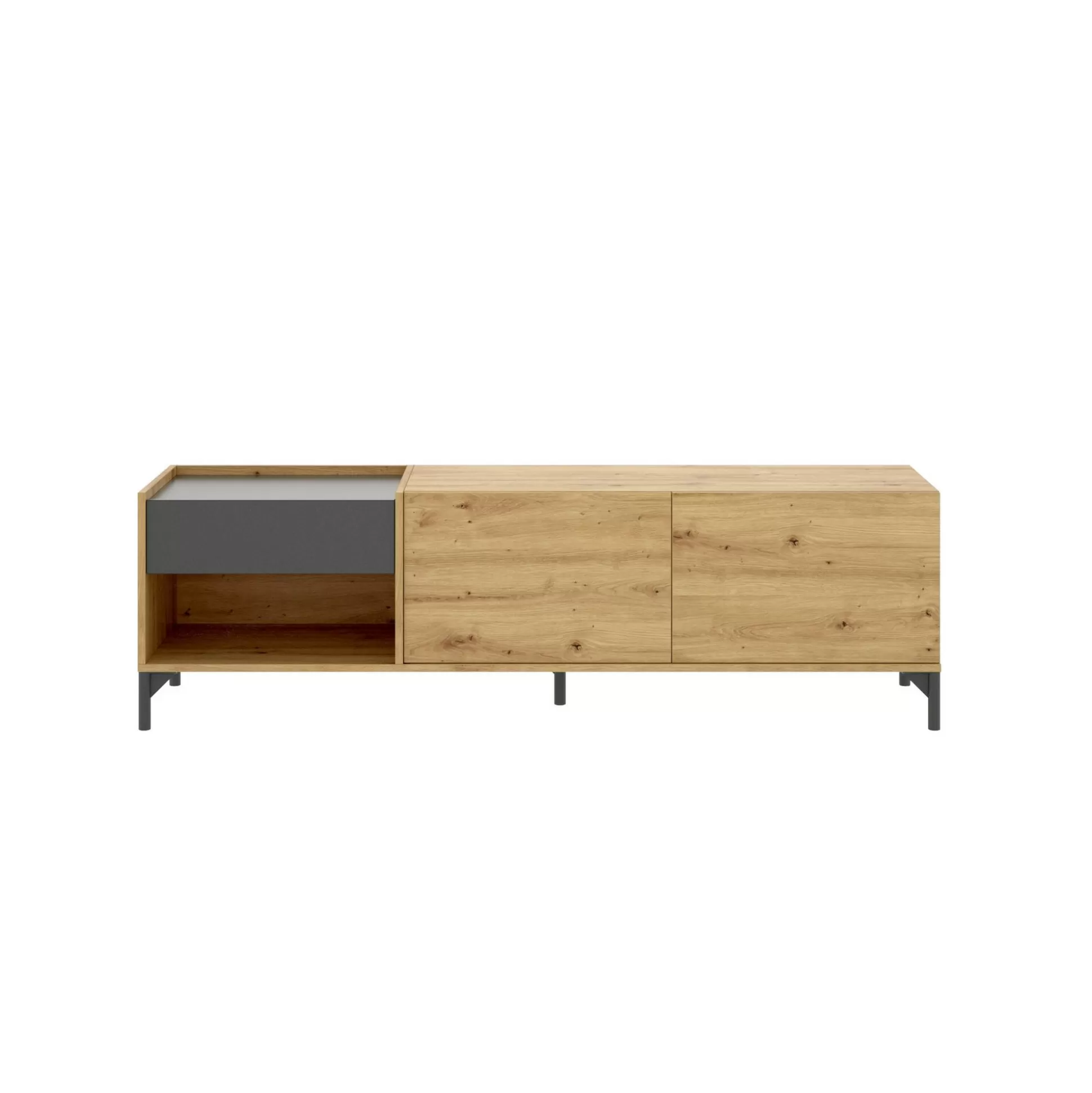 Dmora Mobili Porta Tv<Mobile porta TV Aras, 164x39h49 cm, Rovere Nodi e Antracite