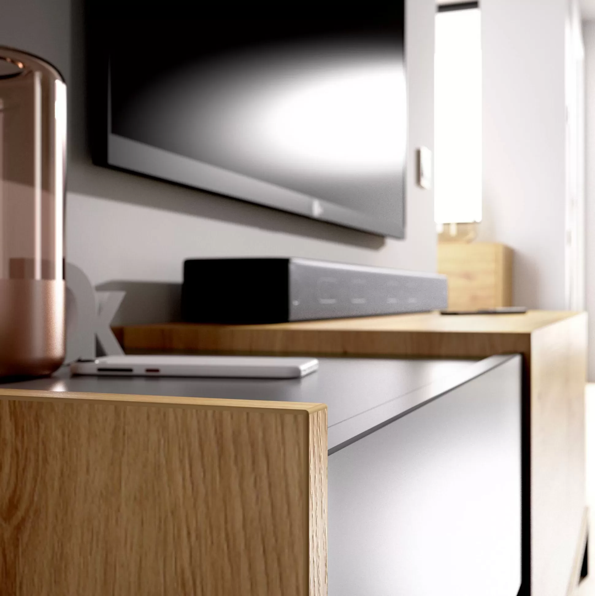 Dmora Mobili Porta Tv<Mobile porta TV Aras, 164x39h49 cm, Rovere Nodi e Antracite