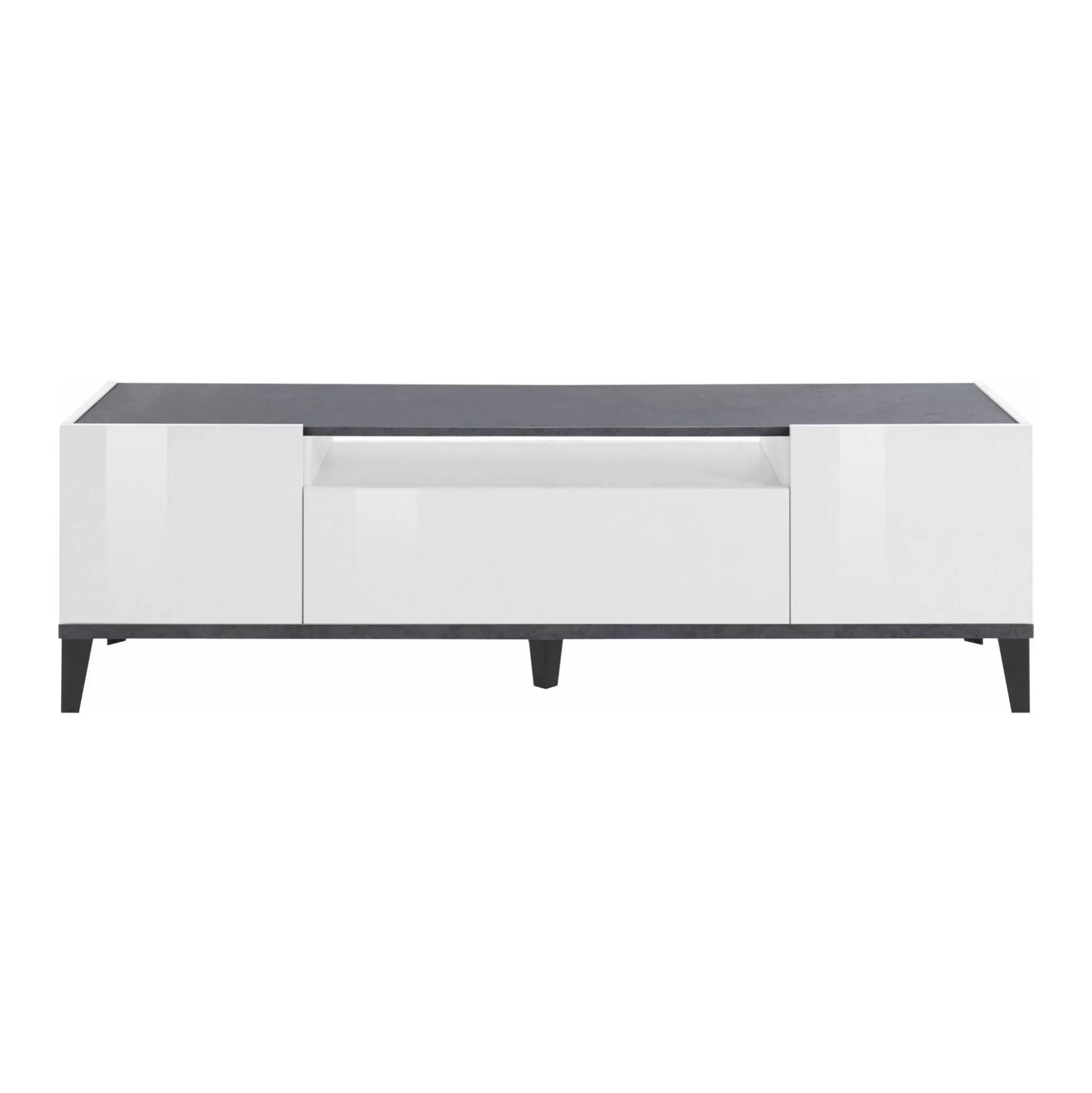 Dmora Mobili Porta Tv<Mobile porta TV Argentoro, cm 160x40h47, Bianco lucido e Ardesia