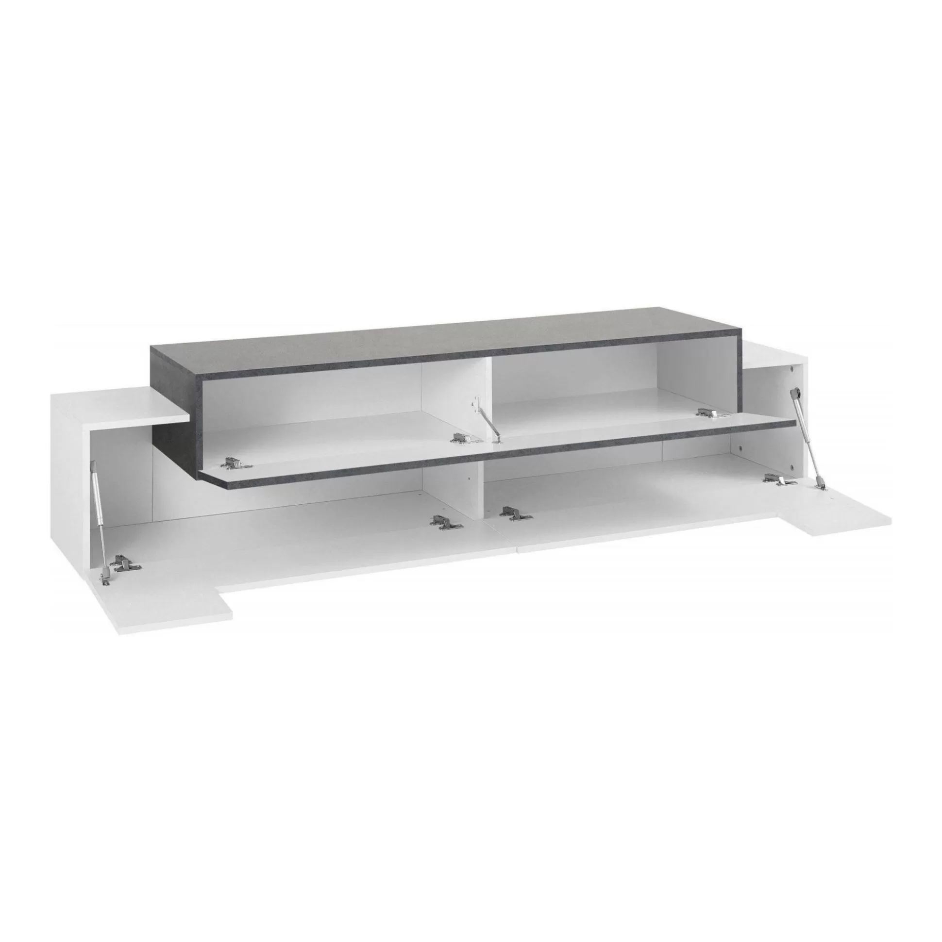 Dmora Mobili Porta Tv<Mobile porta TV Arold, cm 200x45h52, Bianco lucido e Ardesia