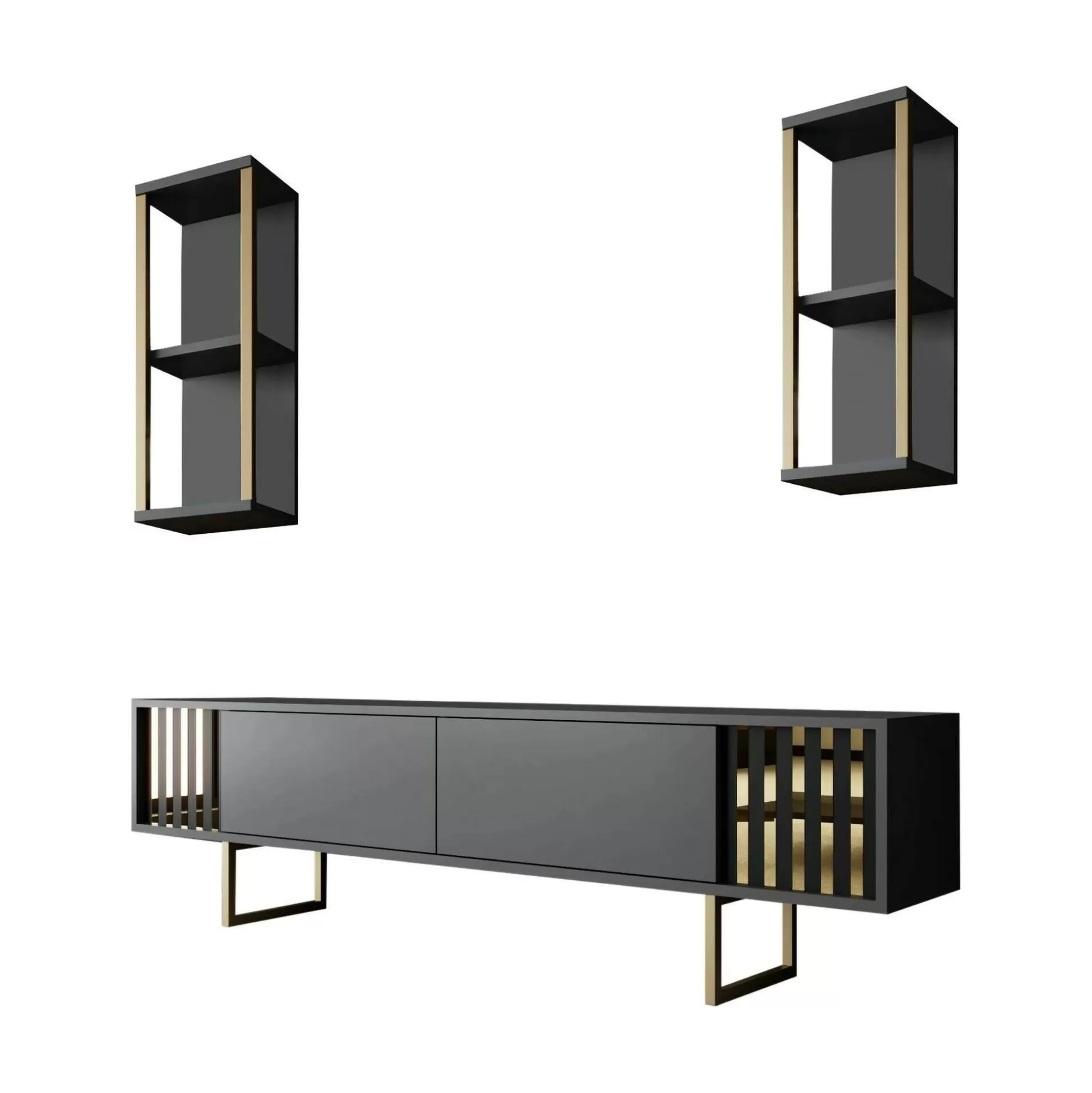 Dmora Mobili Porta Tv<Mobile porta TV Artinay, 180x30h48 cm, Antracite e Nero