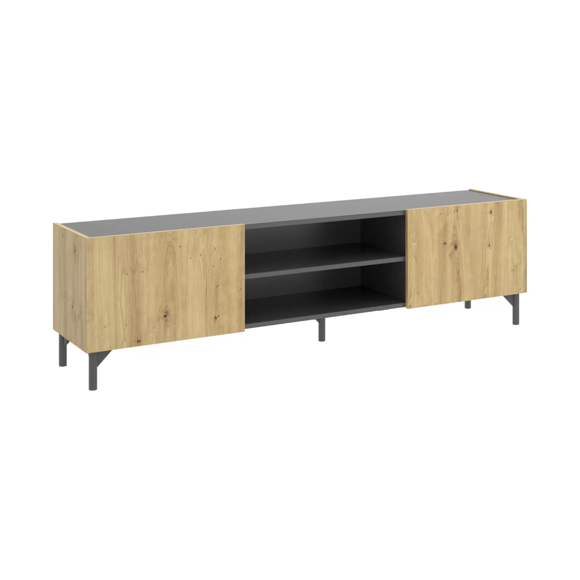 Dmora Mobili Porta Tv<Mobile porta TV Arya, 161x35h45 cm, Rovere Nodi e Antracite
