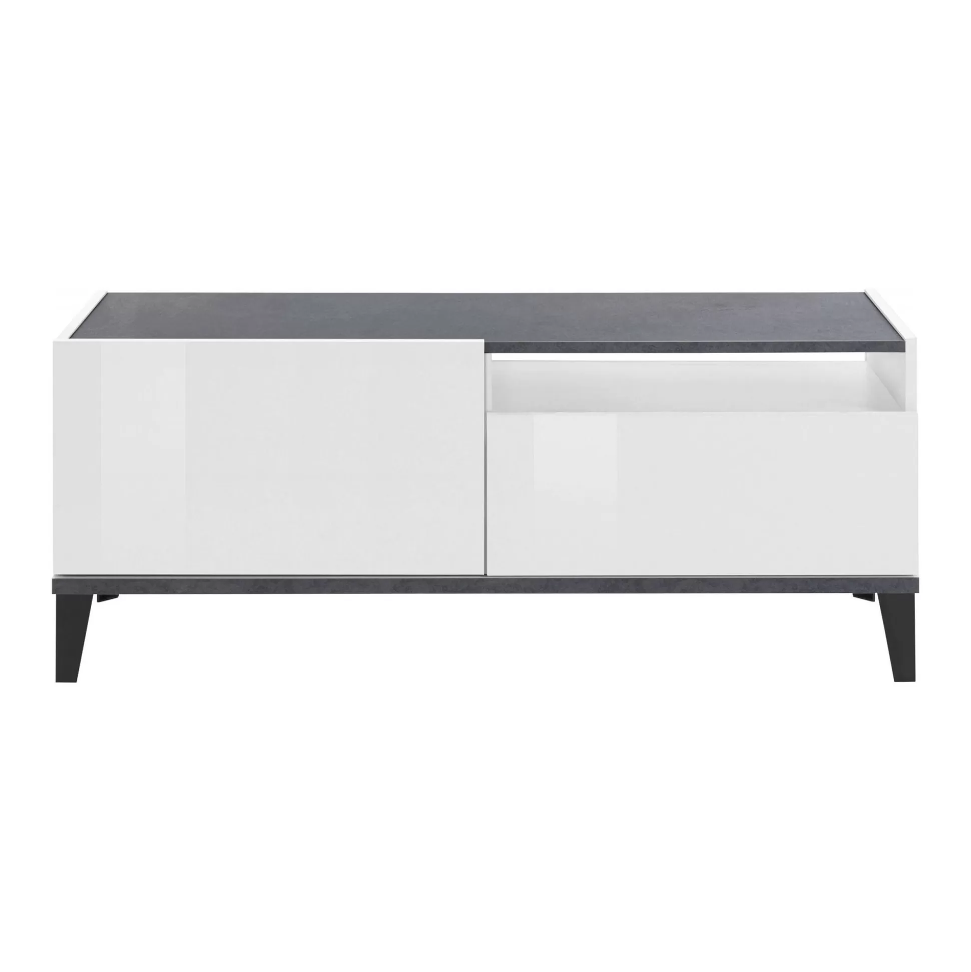 Dmora Mobili Porta Tv<Mobile porta TV Atris, cm 120x40h47, Bianco lucido e Ardesia