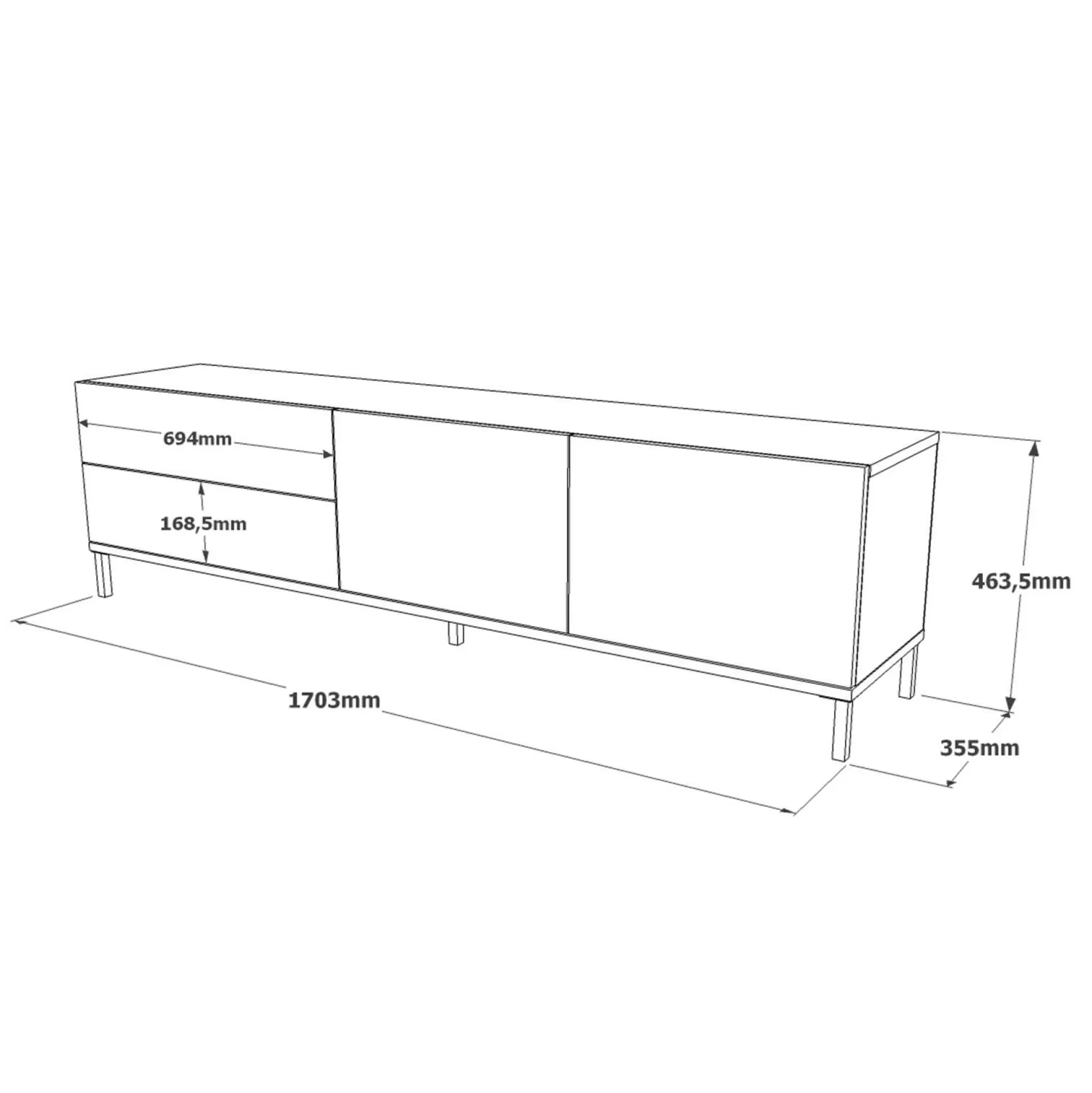 Dmora Mobili Porta Tv<Mobile porta TV Ballao, 170x36 h46 cm, Quercia e Nero