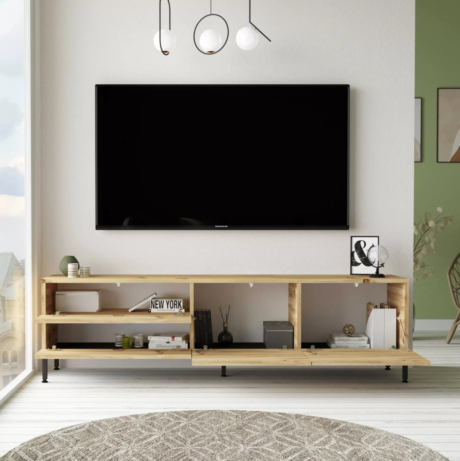 Dmora Mobili Porta Tv<Mobile porta TV Ballao, 170x36 h46 cm, Quercia e Nero