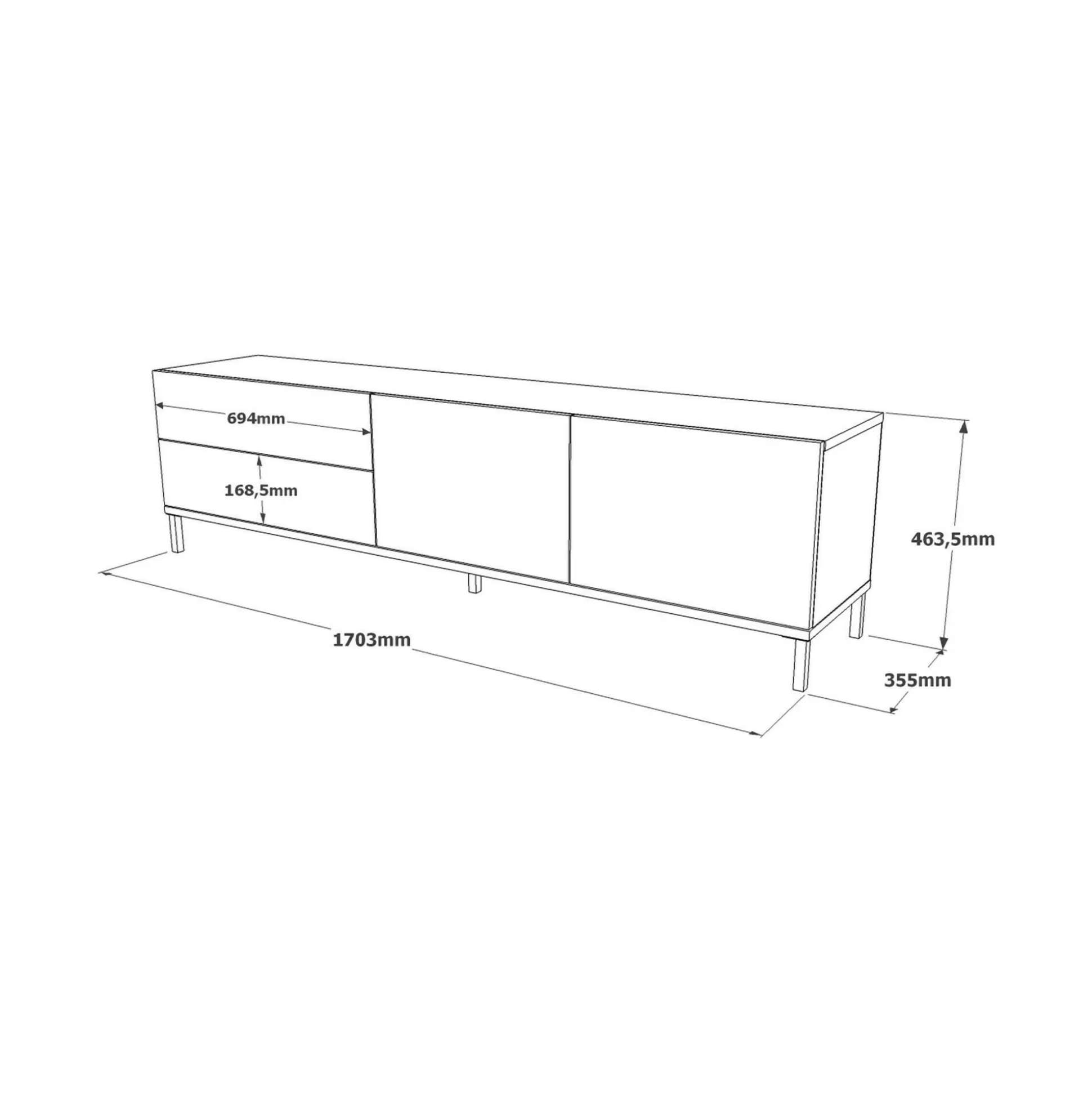 Dmora Mobili Porta Tv<Mobile porta TV Basyang, 170x36h46 cm, Argento e Nero