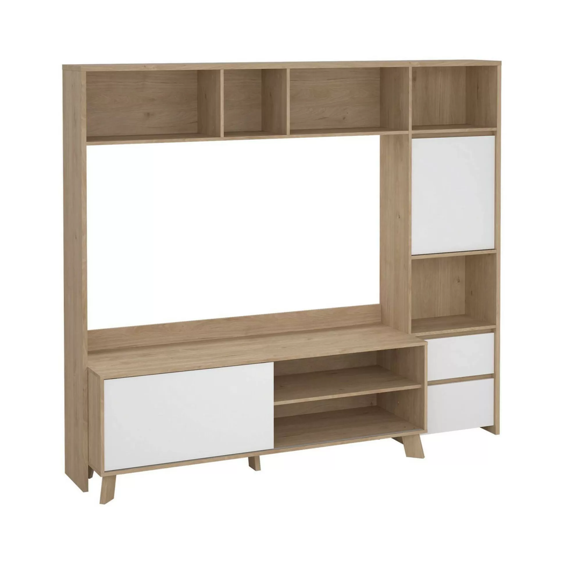 Dmora Mobili Porta Tv<Mobile porta TV Calabria, 48x209 h183 cm, Rovere e Bianco