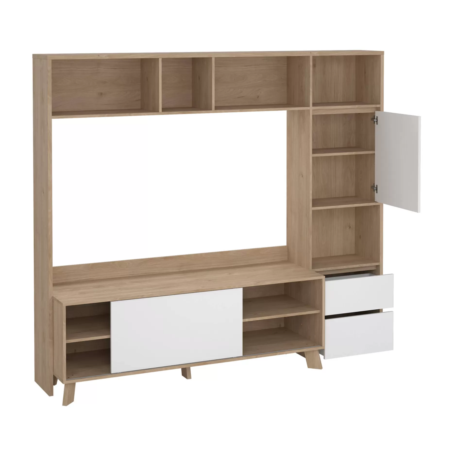 Dmora Mobili Porta Tv<Mobile porta TV Calabria, 48x209 h183 cm, Rovere e Bianco