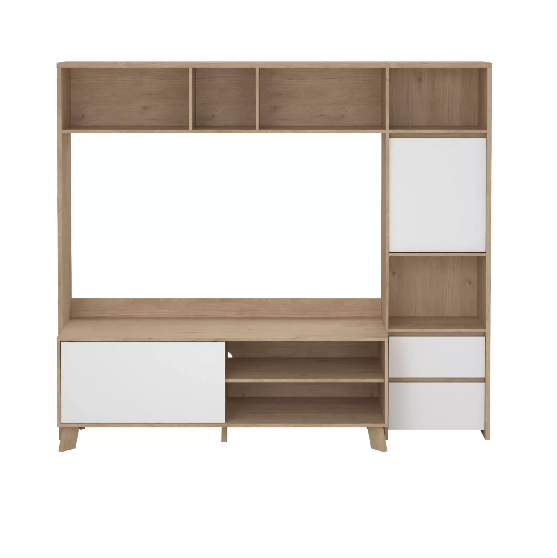 Dmora Mobili Porta Tv<Mobile porta TV Calabria, 48x209 h183 cm, Rovere e Bianco