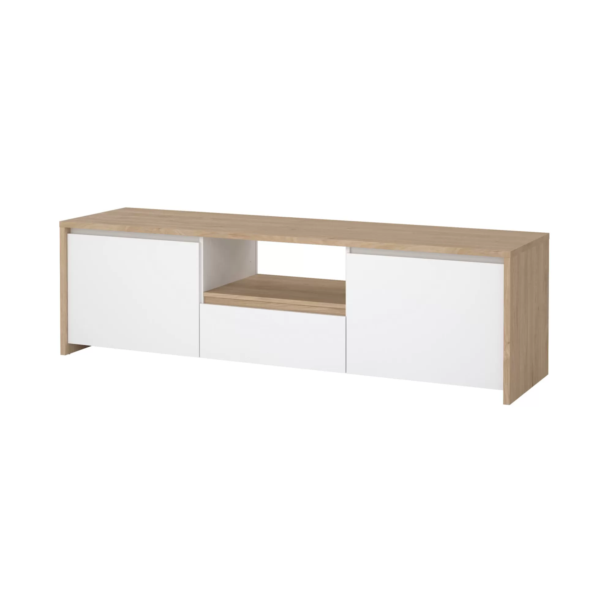 Dmora Mobili Porta Tv<Mobile porta TV Catherine, Credenza da soggiorno, Armadio basso per TV, Base parete attrezzata, 48x179 h52 cm, Rovere e Bianco