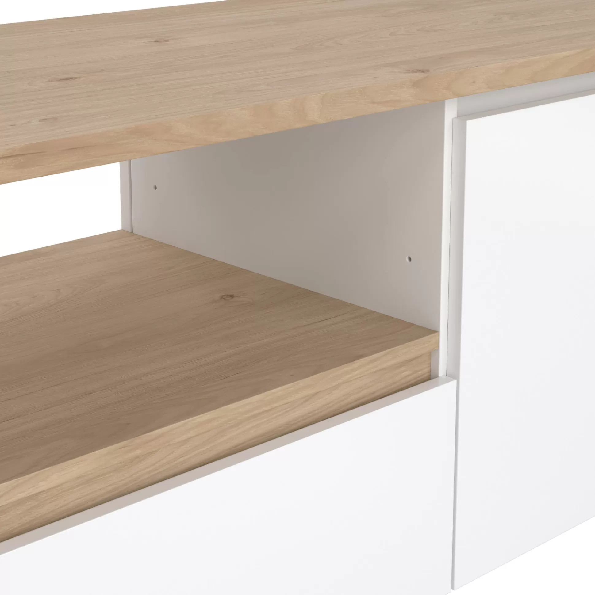 Dmora Mobili Porta Tv<Mobile porta TV Catherine, Credenza da soggiorno, Armadio basso per TV, Base parete attrezzata, 48x179 h52 cm, Rovere e Bianco
