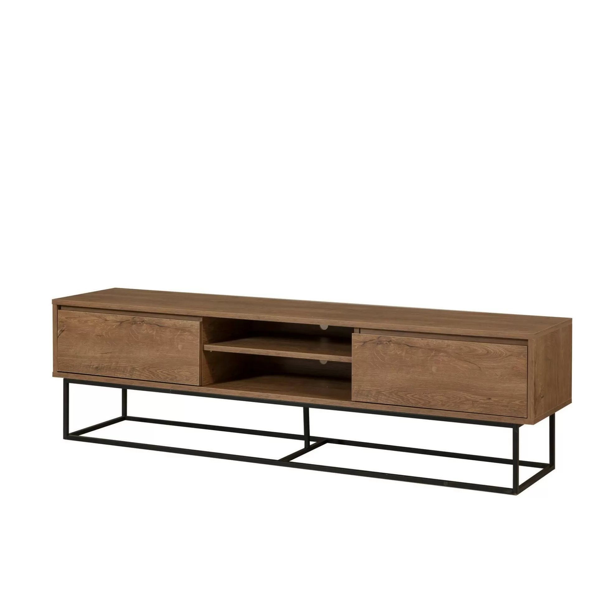 Dmora Mobili Porta Tv<Mobile porta TV Corinna, Noce e Nero, 180x40h50 cm