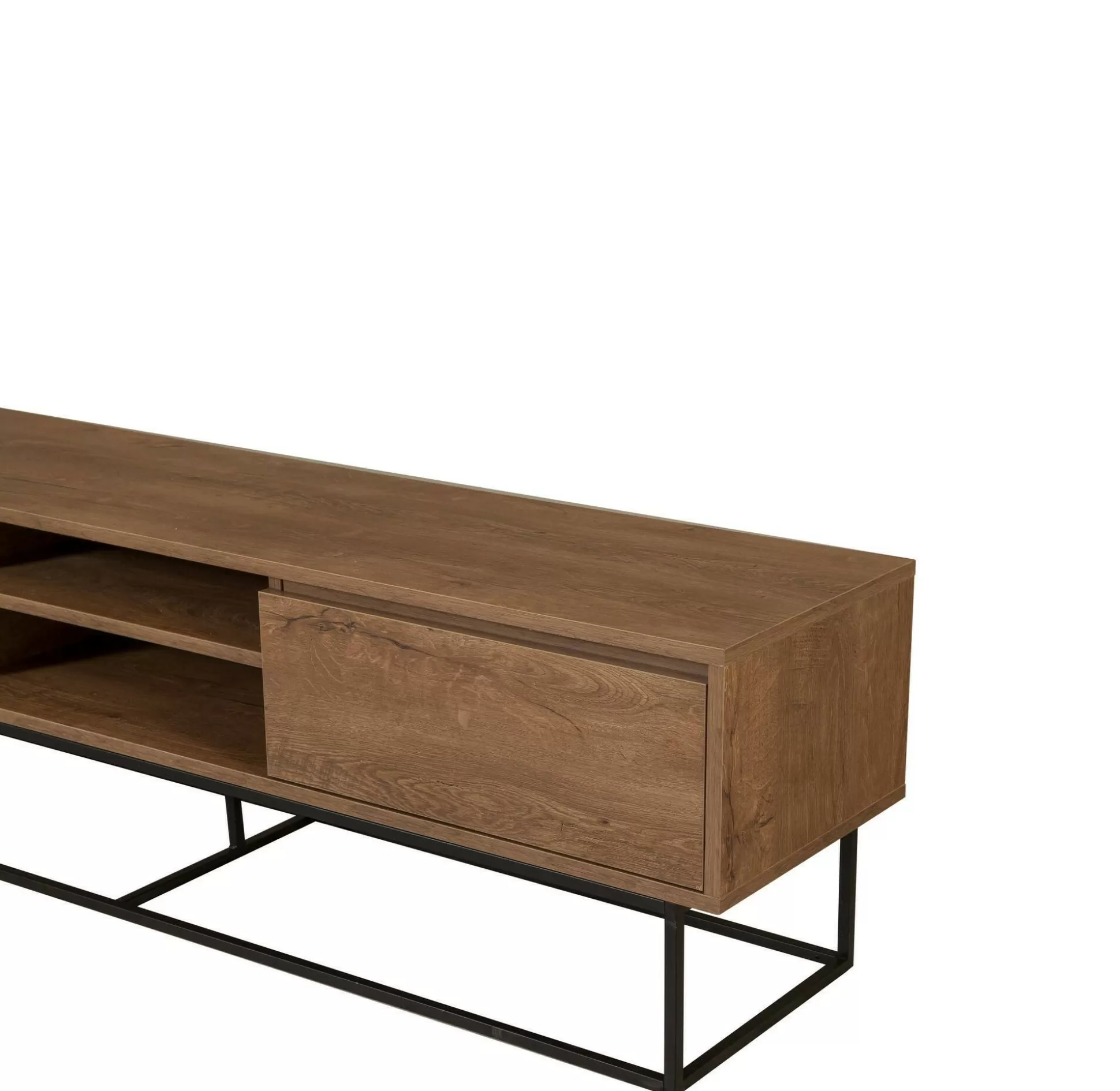 Dmora Mobili Porta Tv<Mobile porta TV Corinna, Noce e Nero, 180x40h50 cm