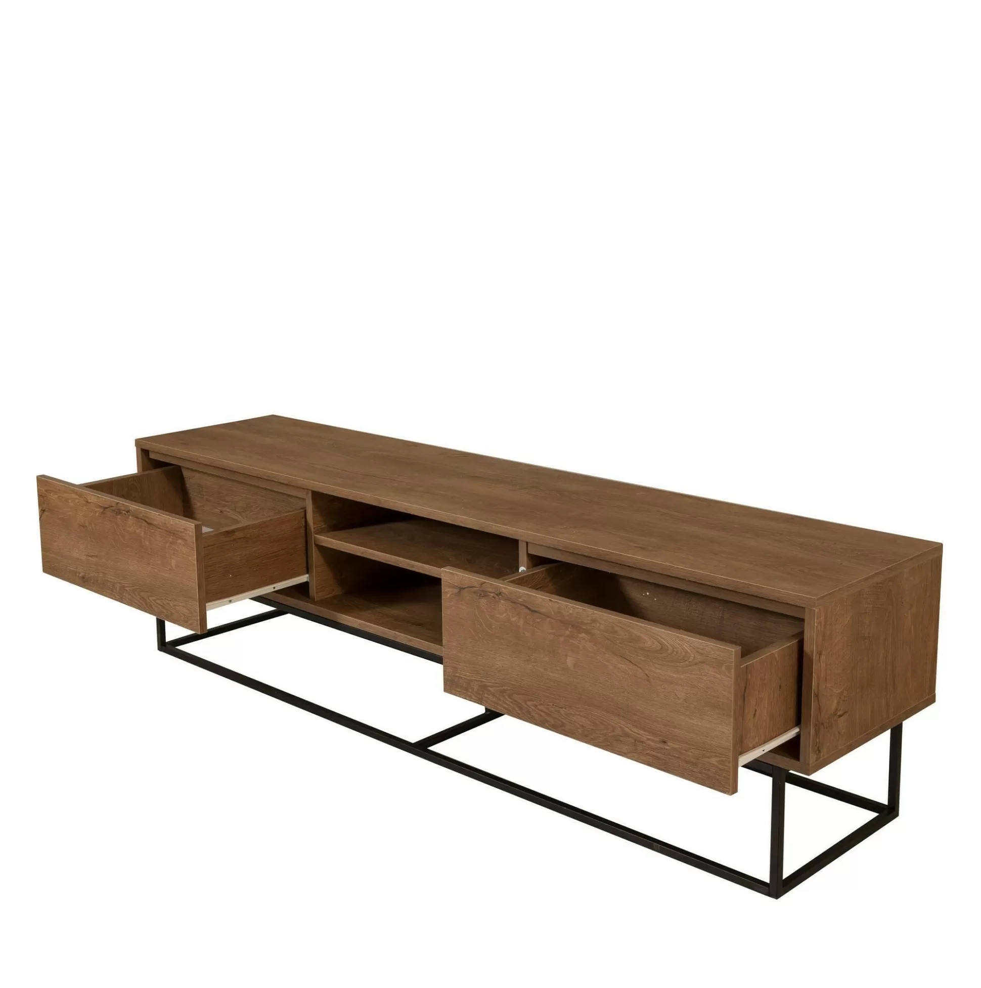 Dmora Mobili Porta Tv<Mobile porta TV Corinna, Noce e Nero, 180x40h50 cm