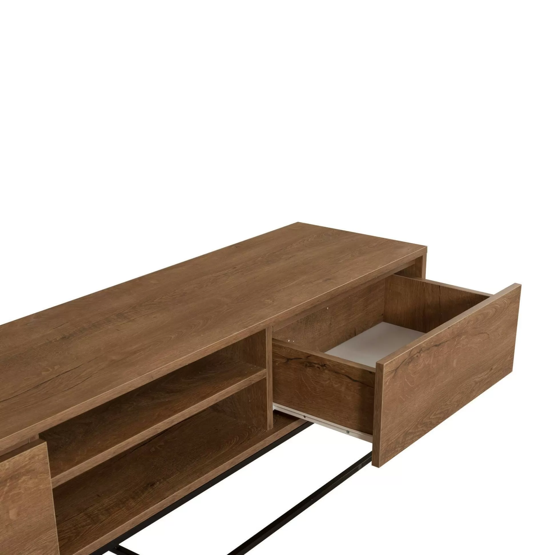 Dmora Mobili Porta Tv<Mobile porta TV Corinna, Noce e Nero, 180x40h50 cm