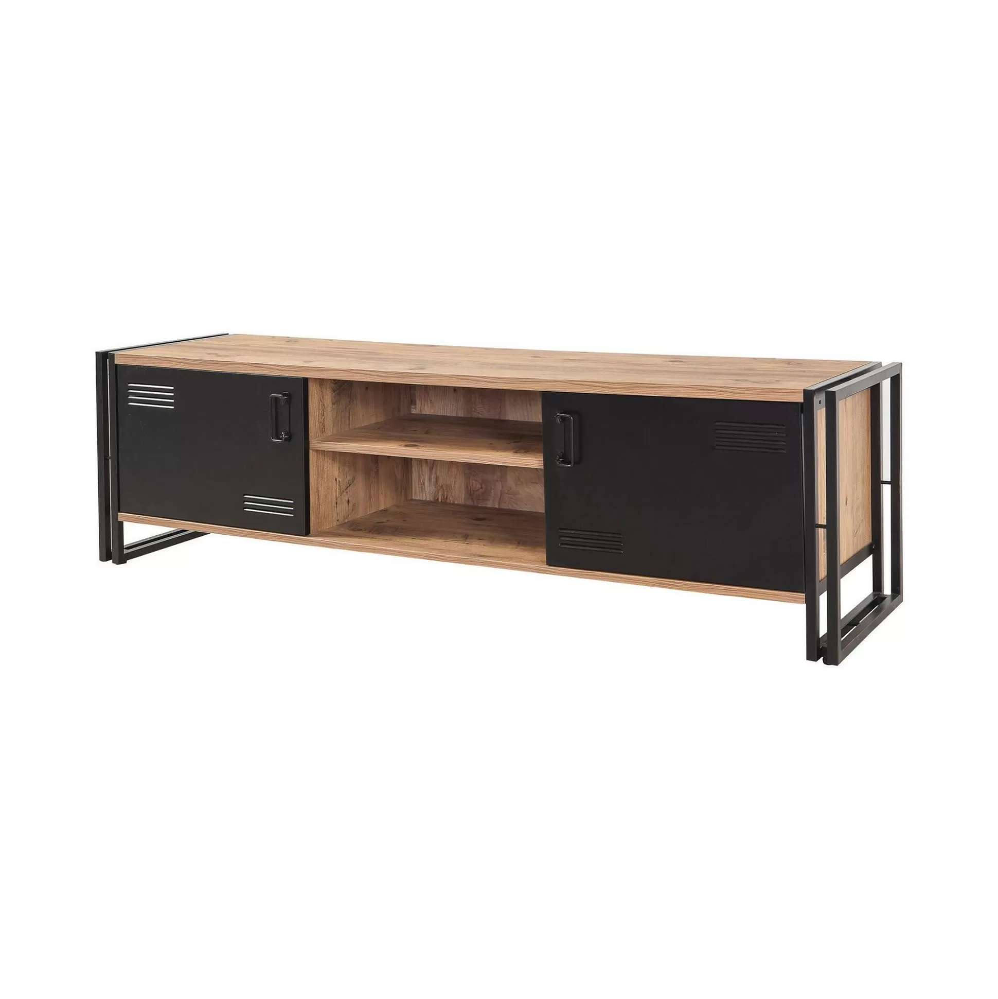 Dmora Mobili Porta Tv<Mobile porta TV Cyprien, Quercia e Nero, 180x45h50 cm