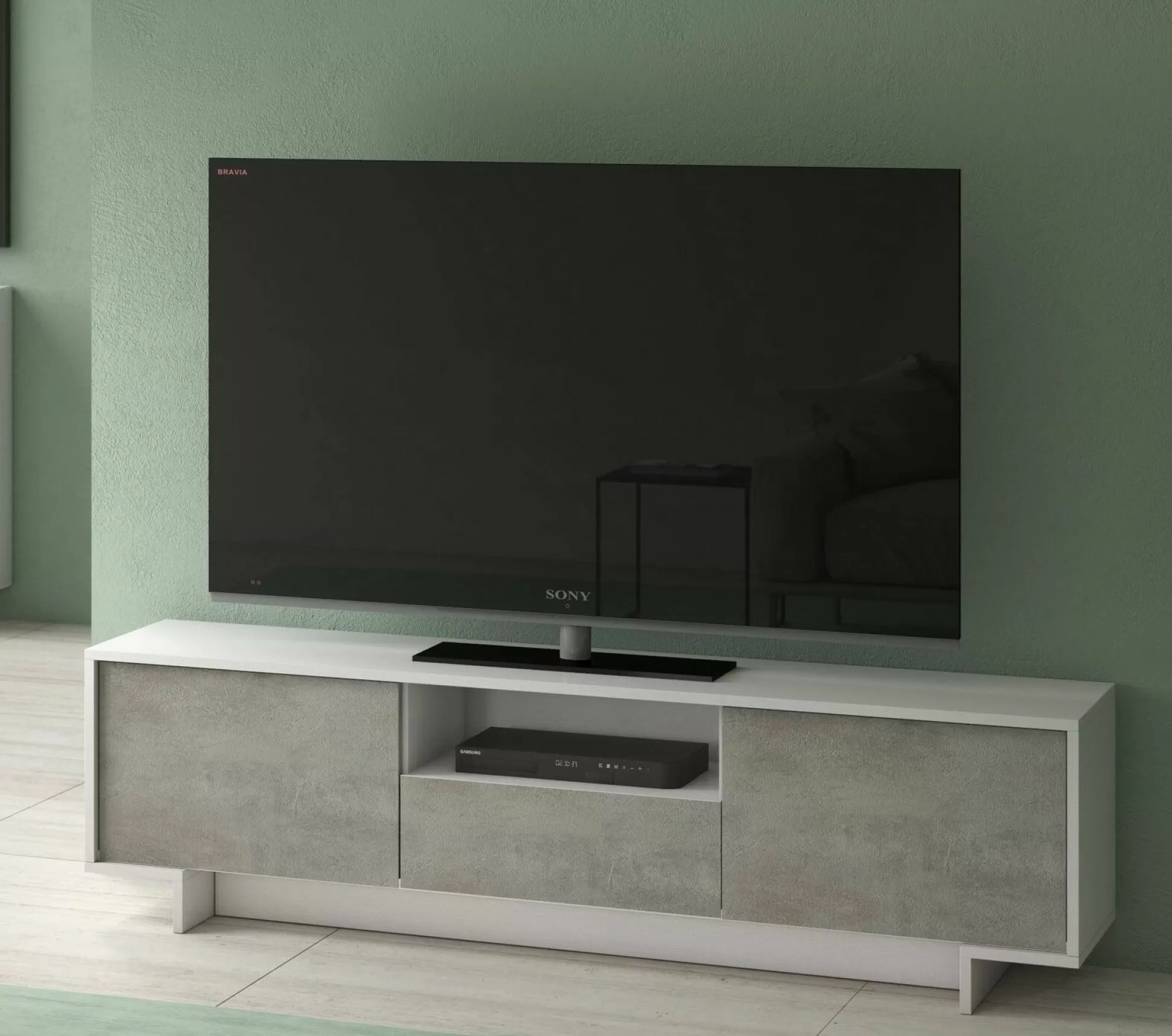Dmora Mobili Porta Tv<Mobile porta TV Darrighin, 170x42h48 cm, Bianco e Cemento