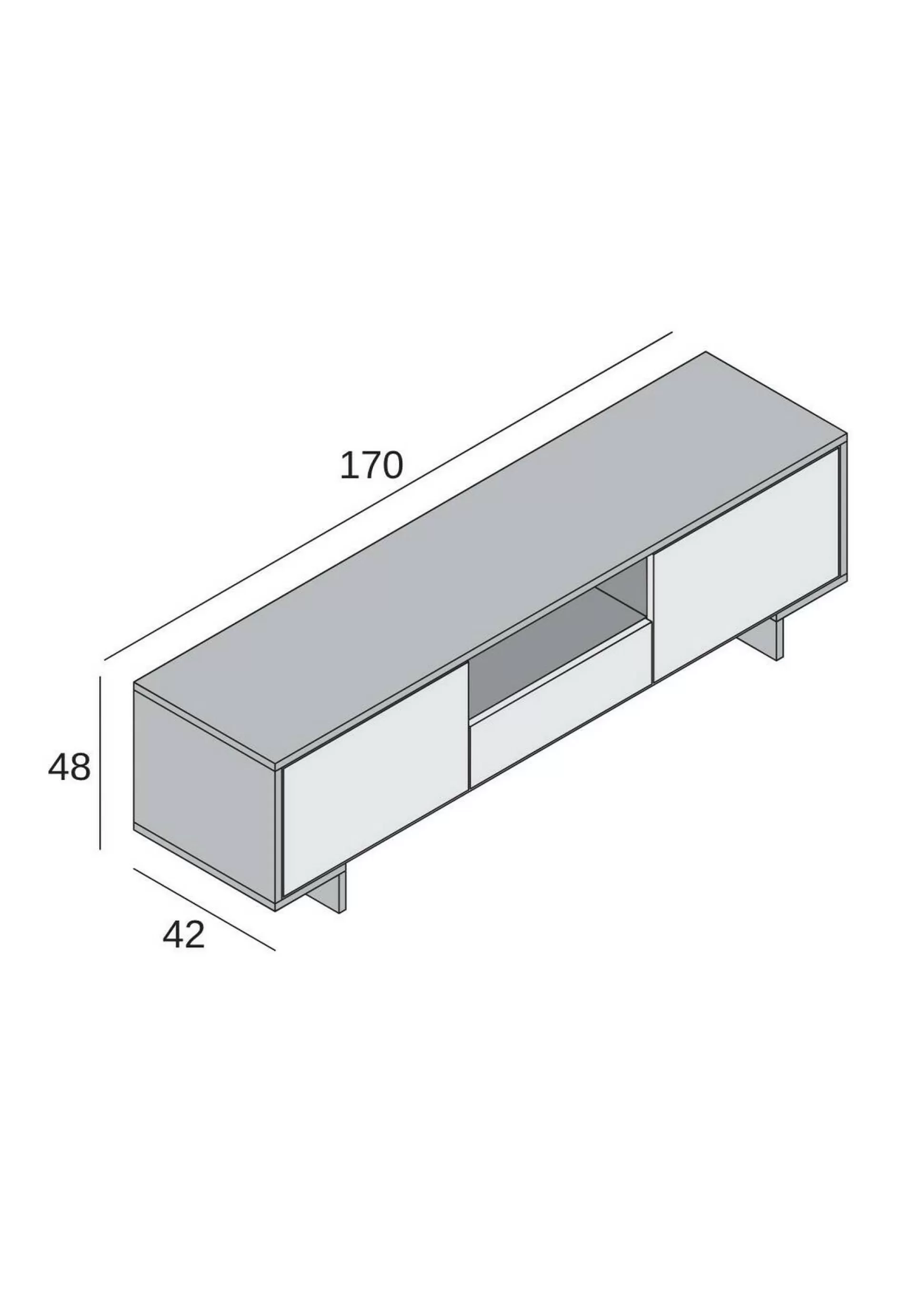 Dmora Mobili Porta Tv<Mobile porta TV Darrighin, 170x42h48 cm, Bianco e Cemento