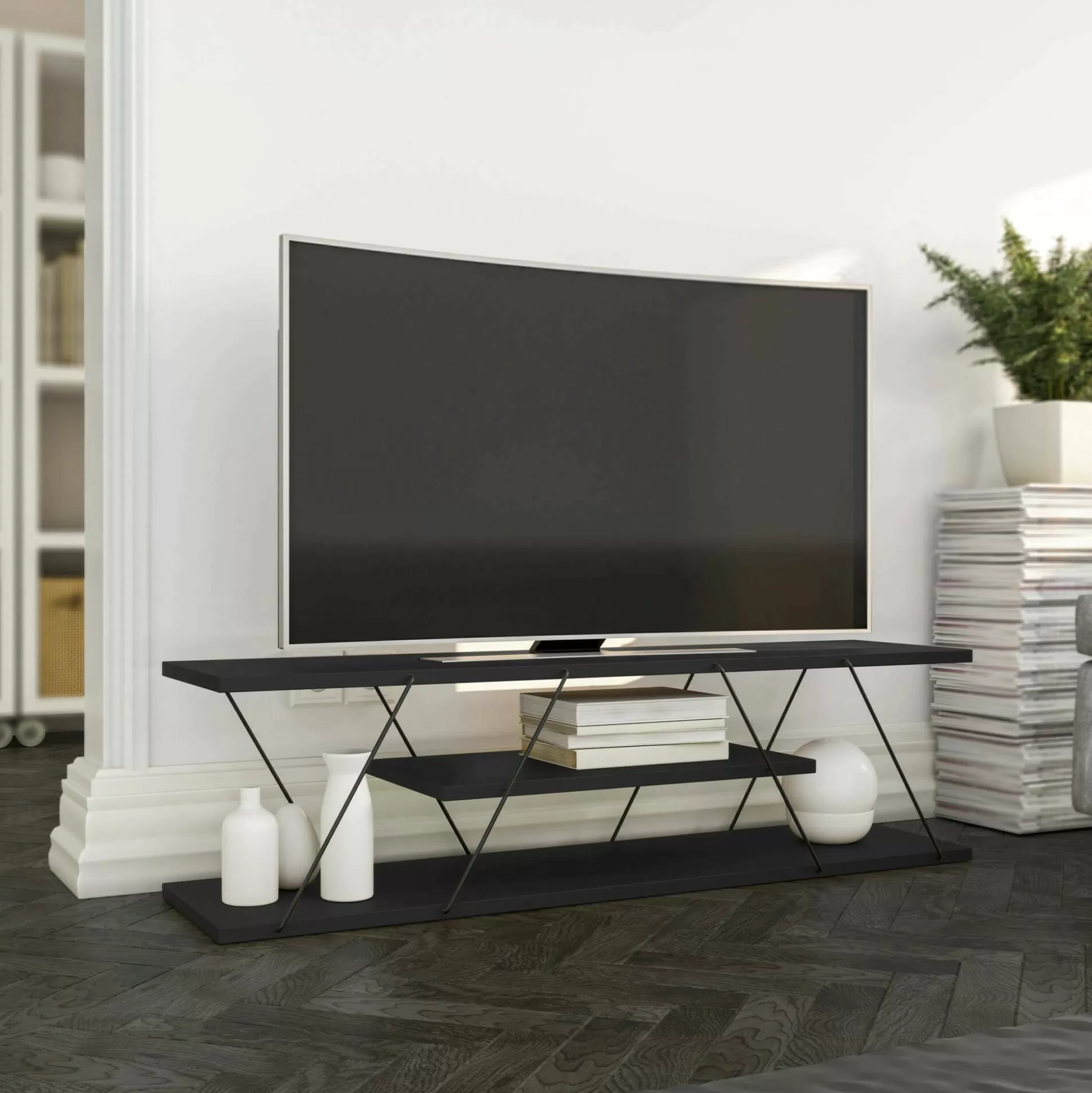 Dmora Mobili Porta Tv<Mobile porta TV Desdemona, 120x30h33 cm, Antracite e Grigio
