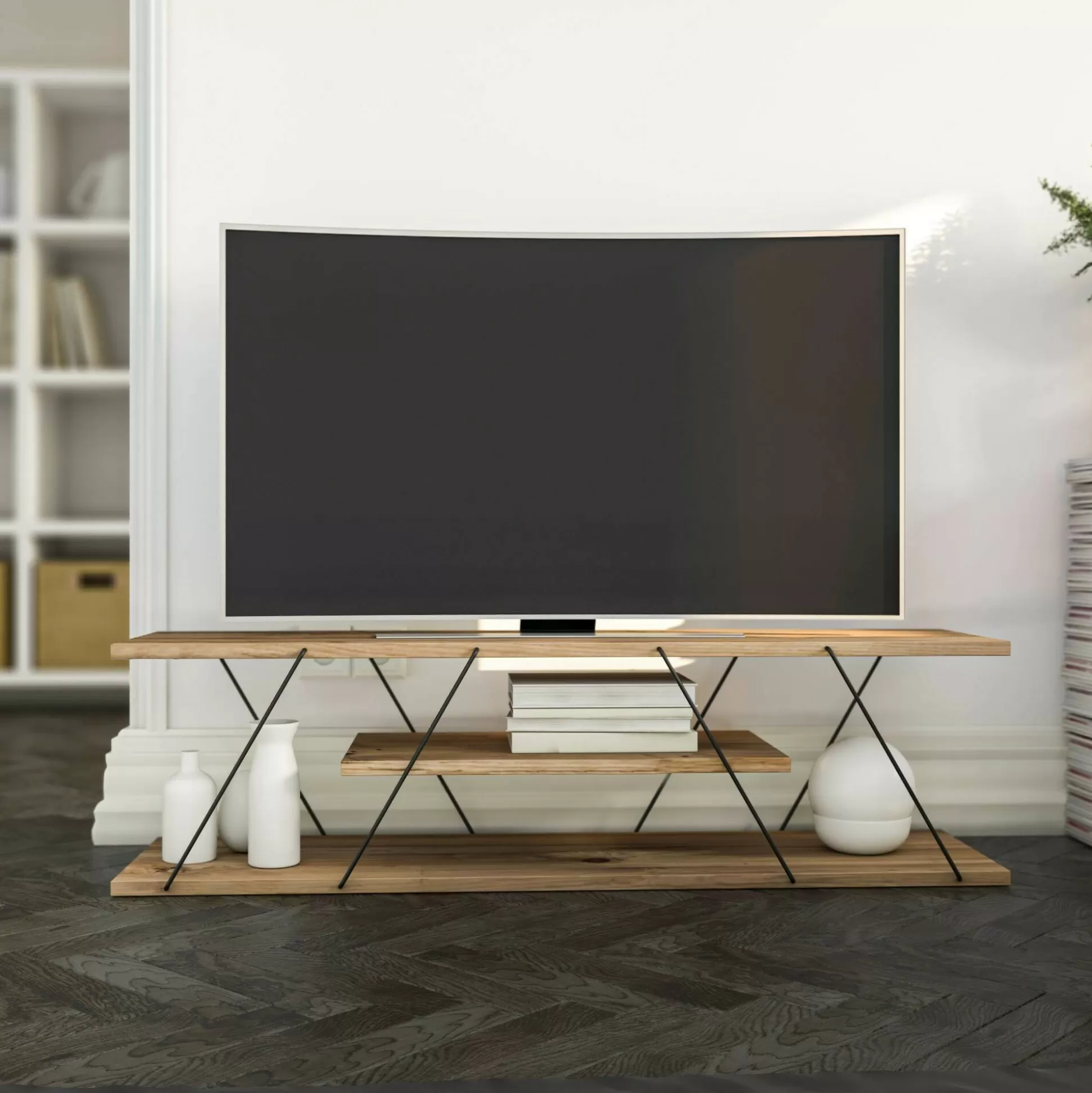 Dmora Mobili Porta Tv<Mobile porta TV Desdemona, 120x30h33 cm, Nero e Noce