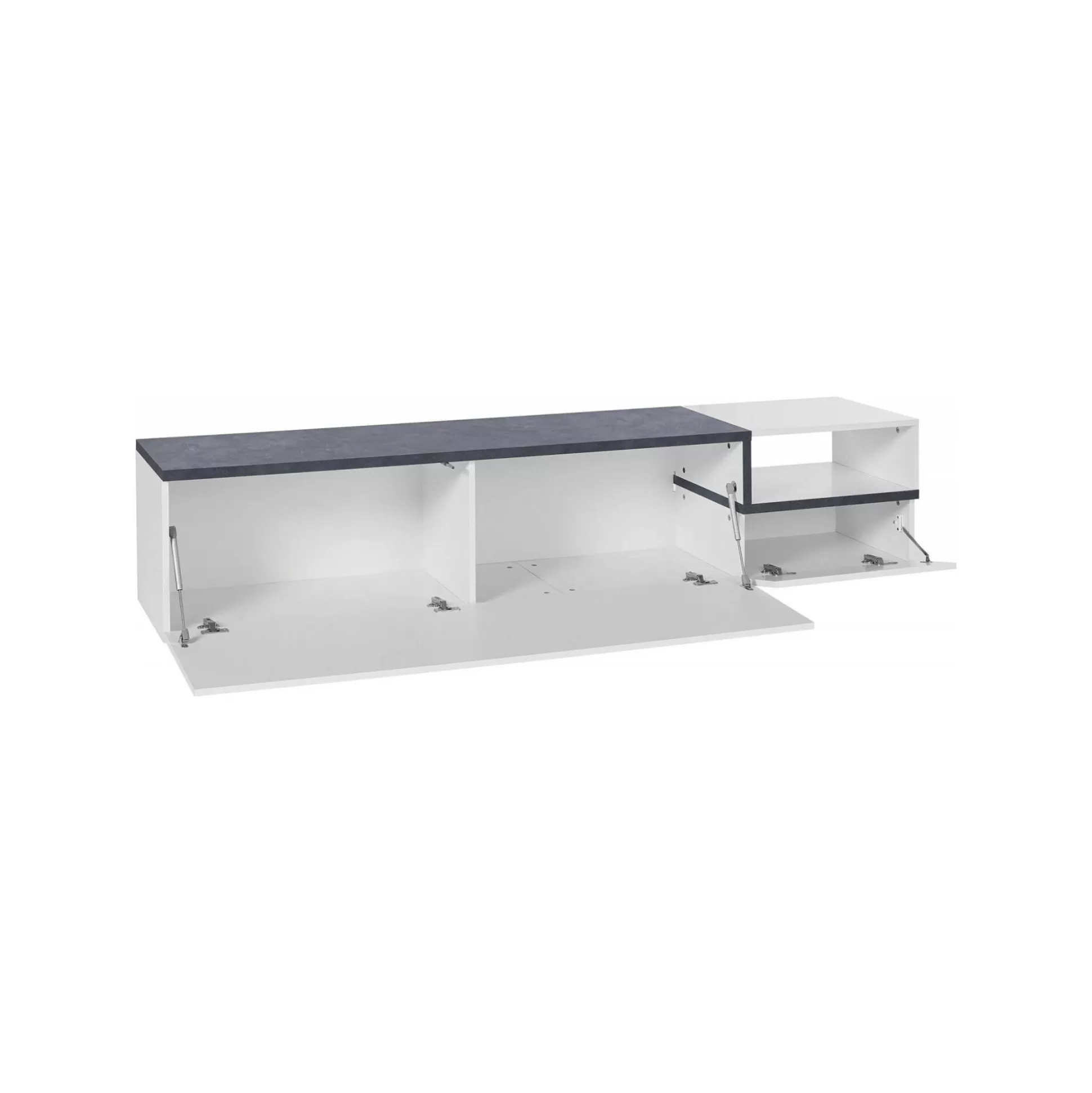 Dmora Mobili Porta Tv<Mobile porta TV Dma, cm 200x40h49, Bianco lucido e Ardesia